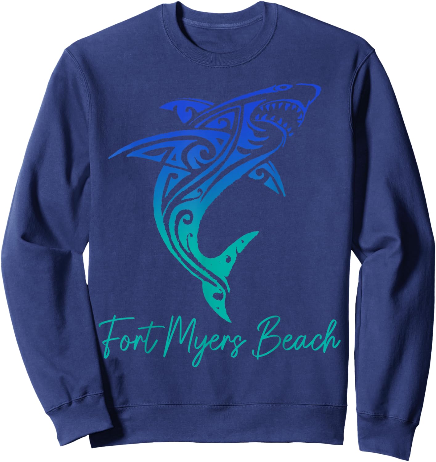 Fort Myers Beach FL Shark Scuba Diving Surfer Florida Surf Sweatshirt - Sweatshirt | Navy