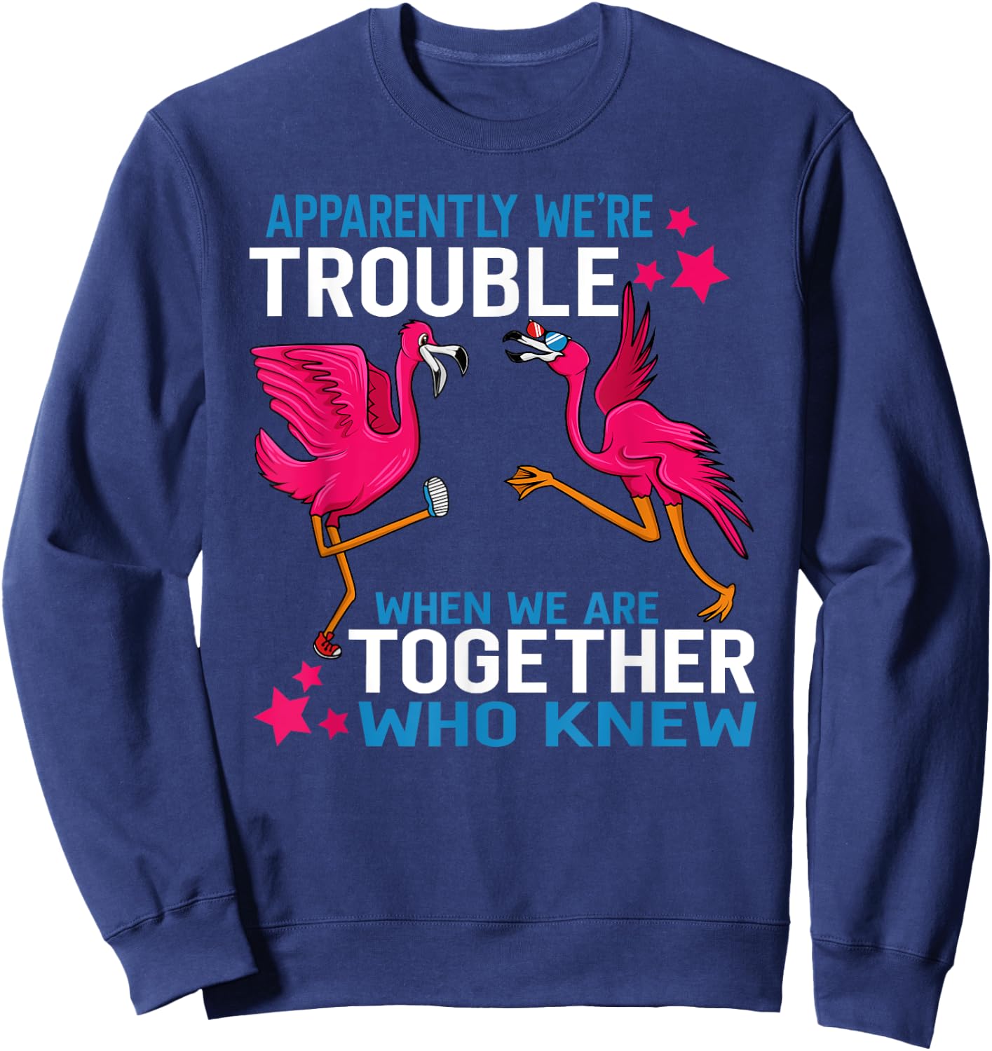 Apparently We Are Trouble When We Are Together Flamingo Sweatshirt - Sweatshirt | Navy