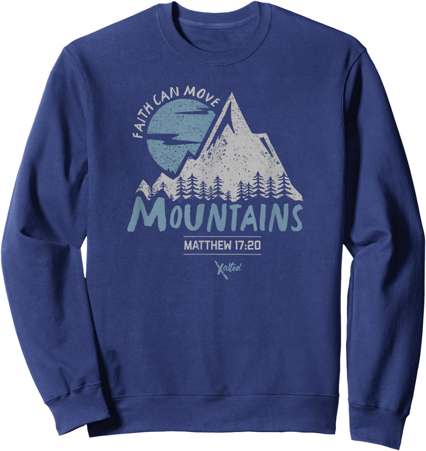 Faith Can Move Mountains Christian Sweatshirt - Sweatshirt | Navy