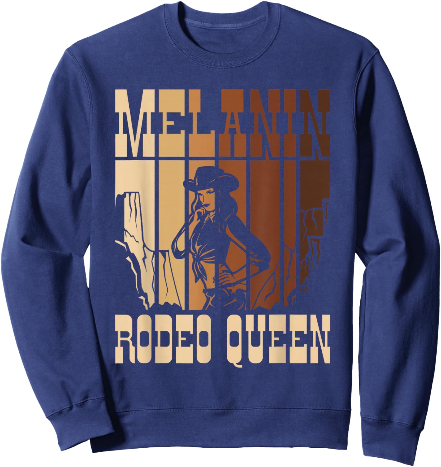 Melanin Rodeo Queen Country African American Cowgirl Sweatshirt - Sweatshirt | Navy