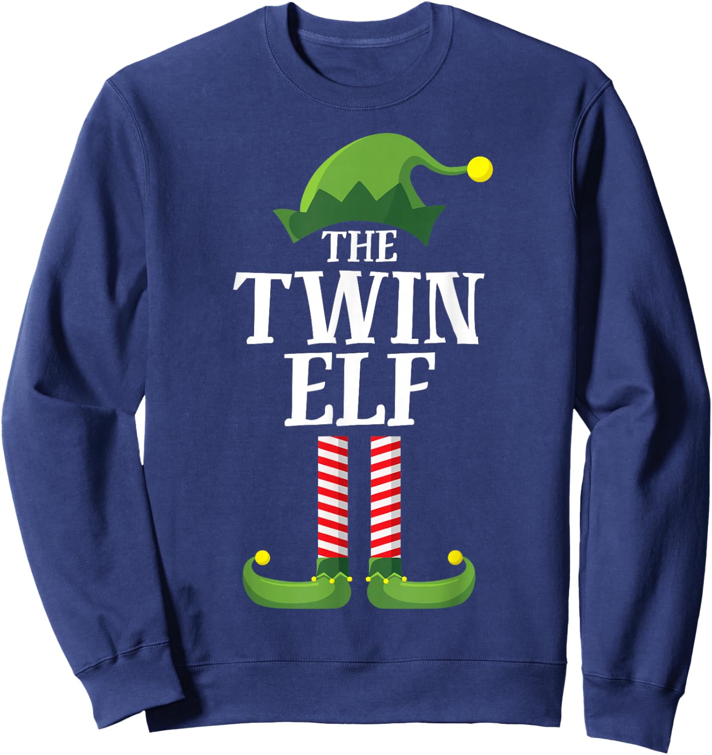 Twin Elf Matching Family Group Funny Christmas Party Pyjamas Sweatshirt - Sweatshirt | Navy
