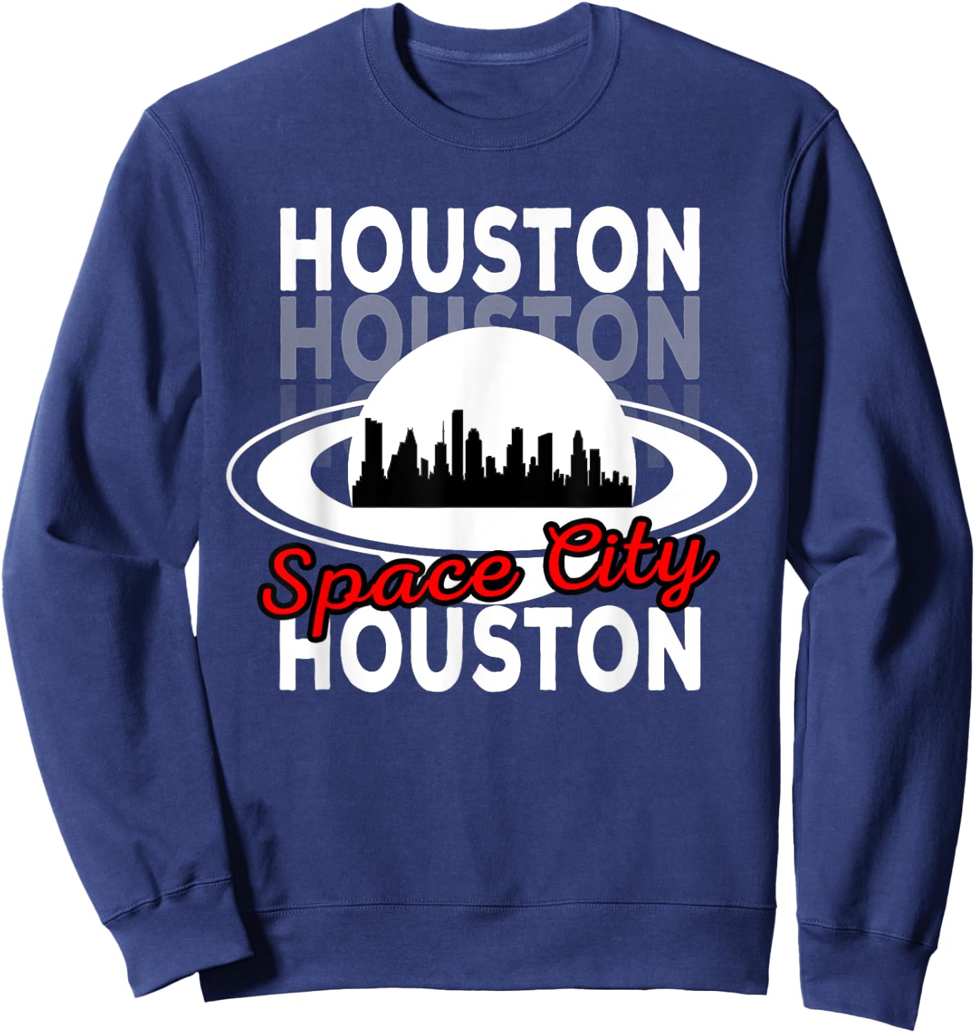 Houston Skyline Silhouette Houston Texas Space City Sweatshirt - Sweatshirt | Navy