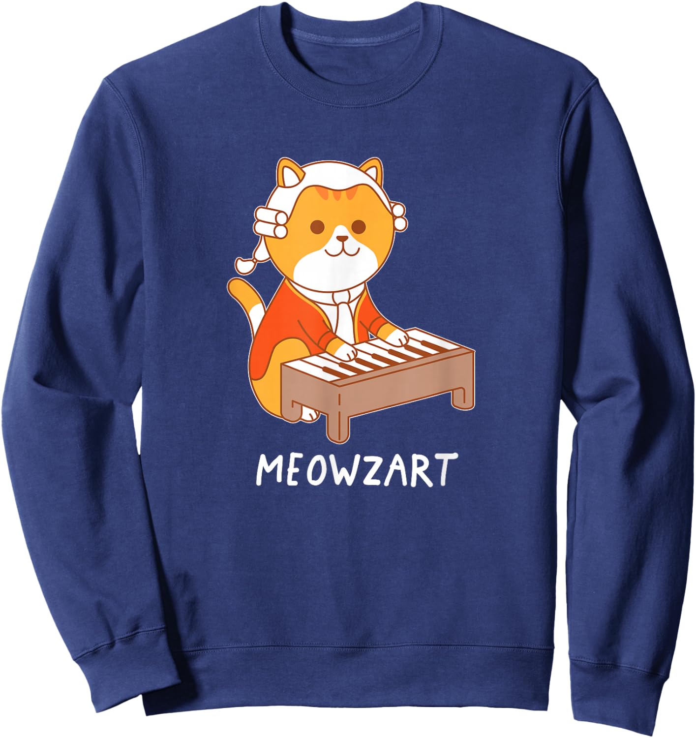Meowzart Cat Pun Classical Music Piano Funny Sweatshirt - Sweatshirt | Navy