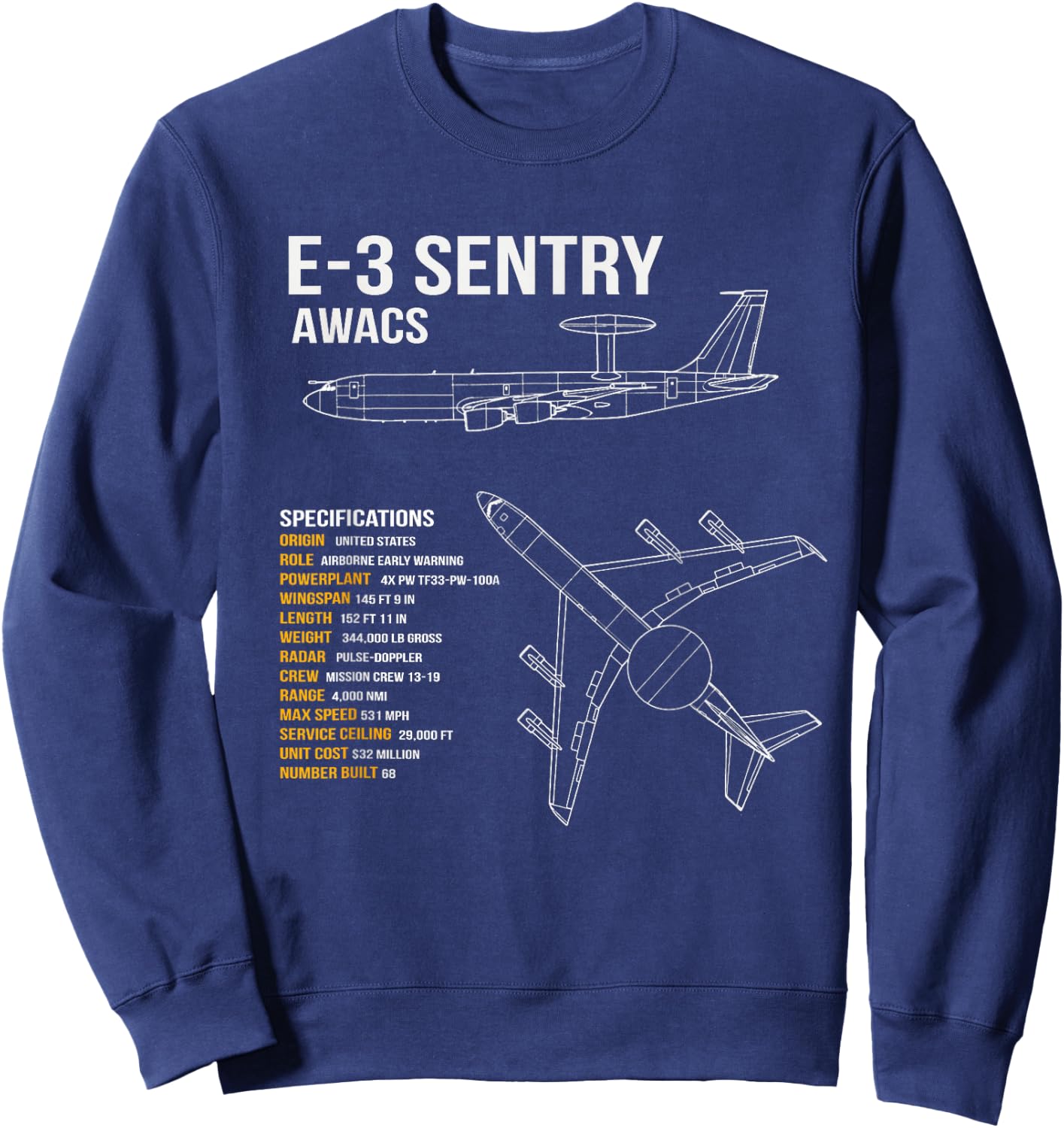 E-3 Sentry AWACS Sweatshirt - Sweatshirt | Navy