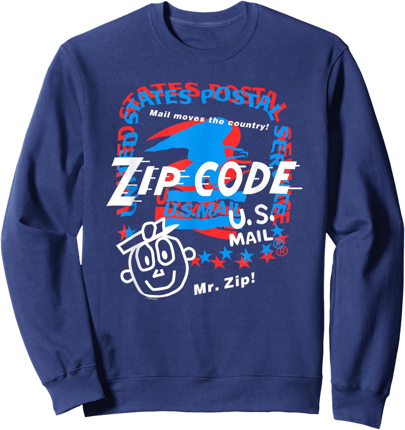 USPS Mr. Zip Collage United States Postal Service Sweatshirt - Sweatshirt | Navy