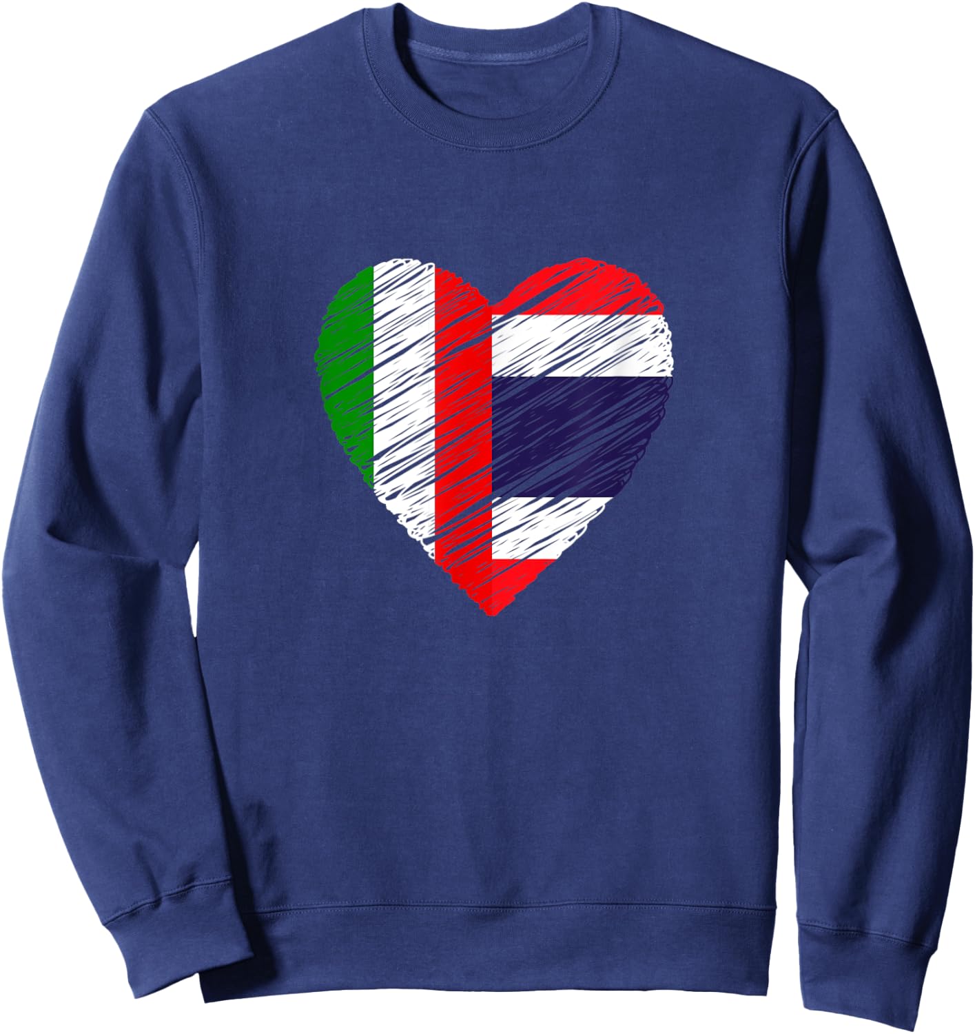 Thailand Italy Heart Italian Flag Thai Flag Love Heart Sweatshirt - Sweatshirt | Navy