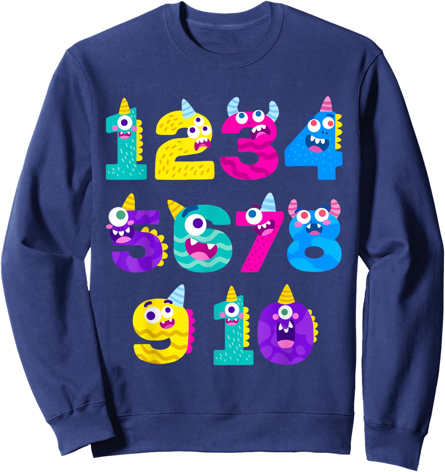 Funny Math Monster Numbers Learning | School Education Sweatshirt - Sweatshirt | Navy