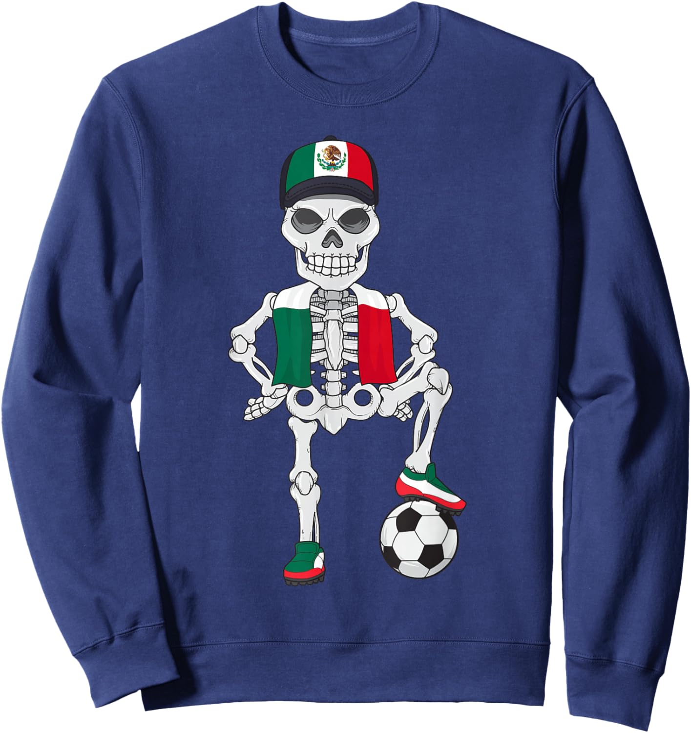Mexico Soccer Skeleton Fan Team Sweatshirt - Sweatshirt | Navy