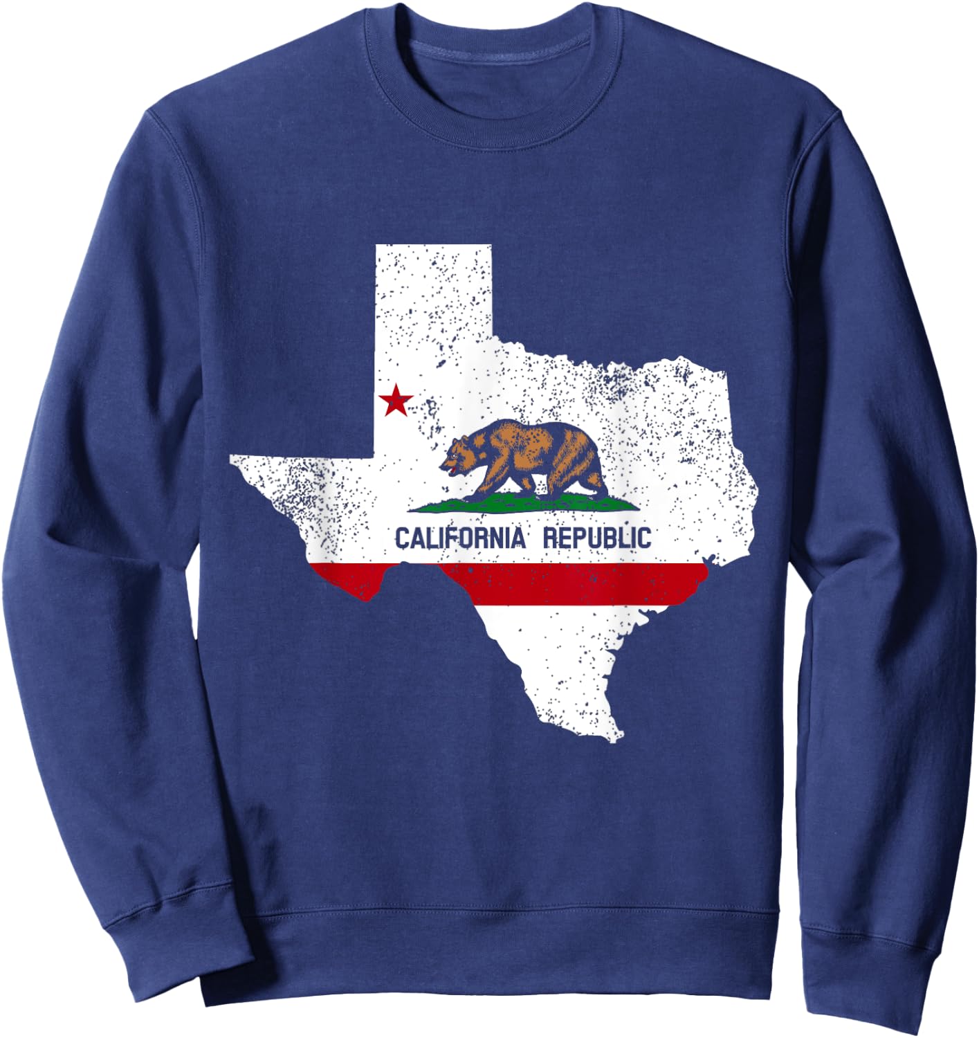 Texas California Flag - California Transplant Sweatshirt - Sweatshirt | Navy