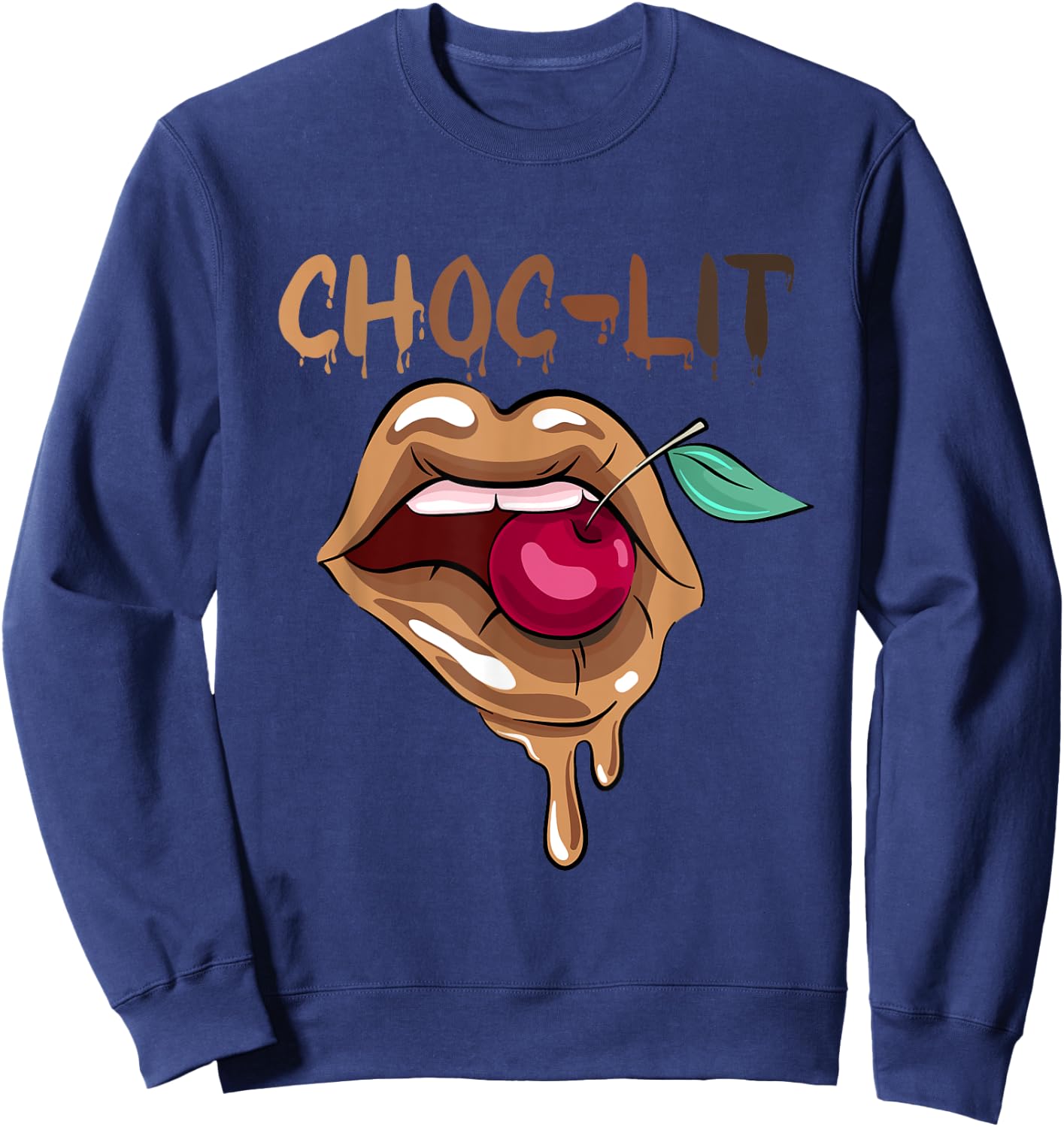 Cool Melanin Girl Lips Cherry Black Girls Magic Style Sweatshirt - Sweatshirt | Navy