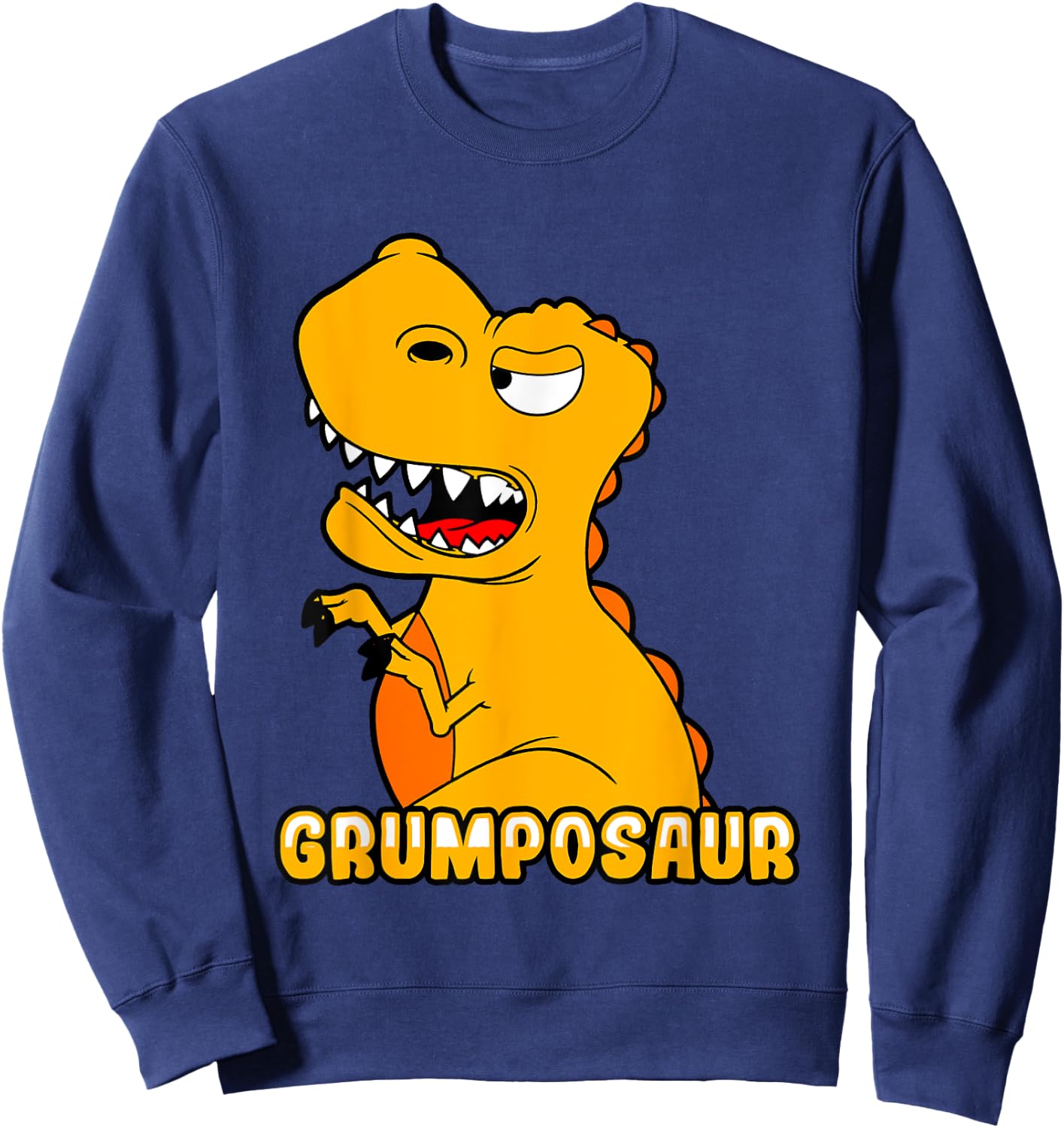 Grumpy Grumpo Dino fr Junge, Mdchen, Mann & Frau -Adults & Kids Black Short Sleeve Classic Fit Dinosaur-themed Sweatshirt - Sweatshirt | Navy