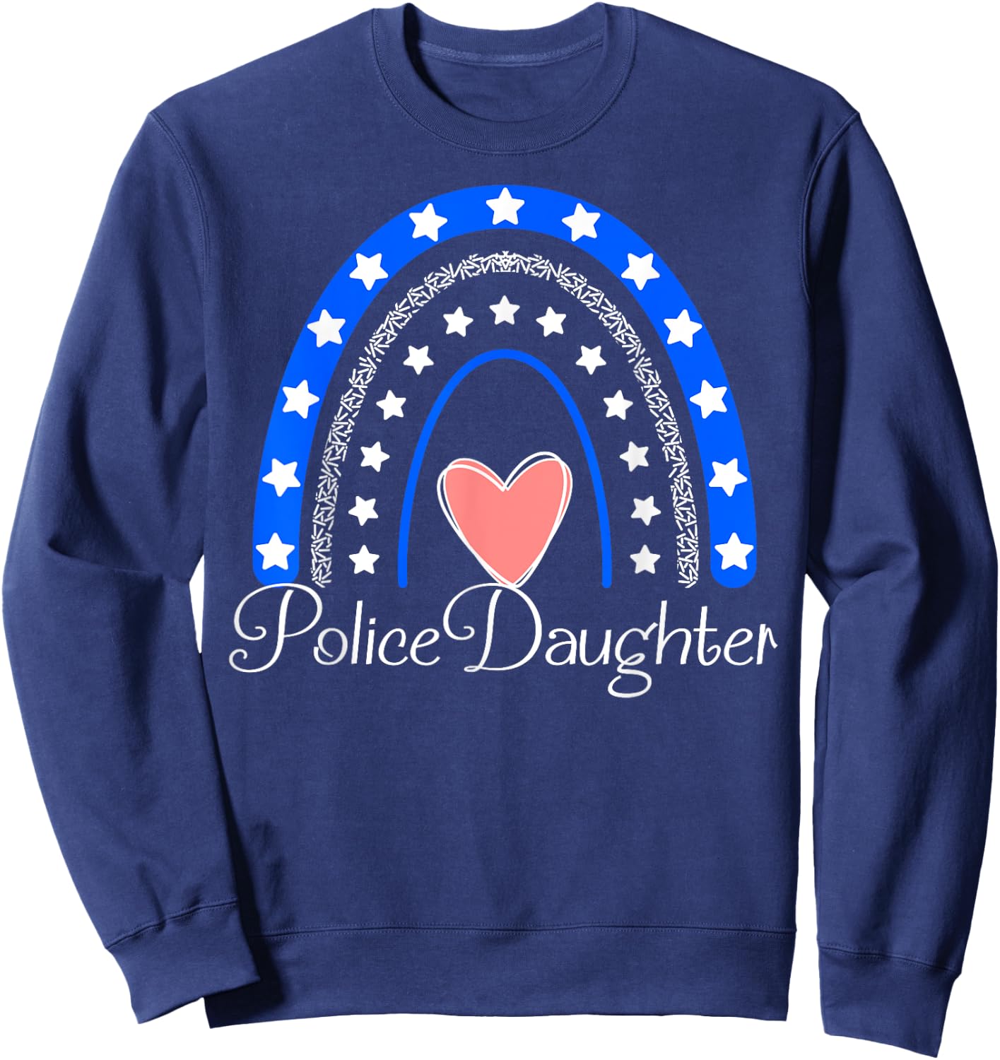 Police Daughter Boho Rainbow Funny Police Officer Daughter Sweatshirt - Sweatshirt | Navy