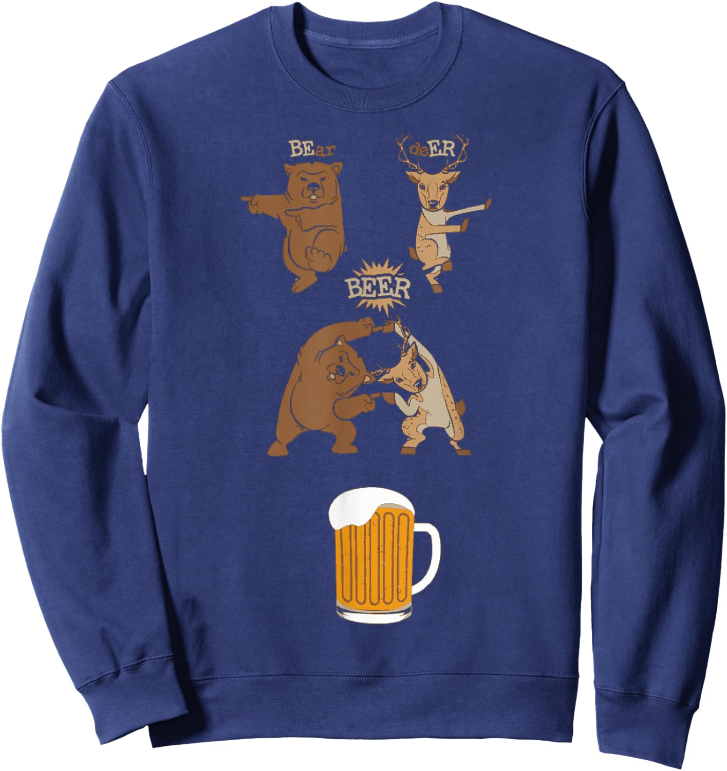 Funny Beer Saying Bear Deer Fusion Manga Sweatshirt - Sweatshirt | Navy
