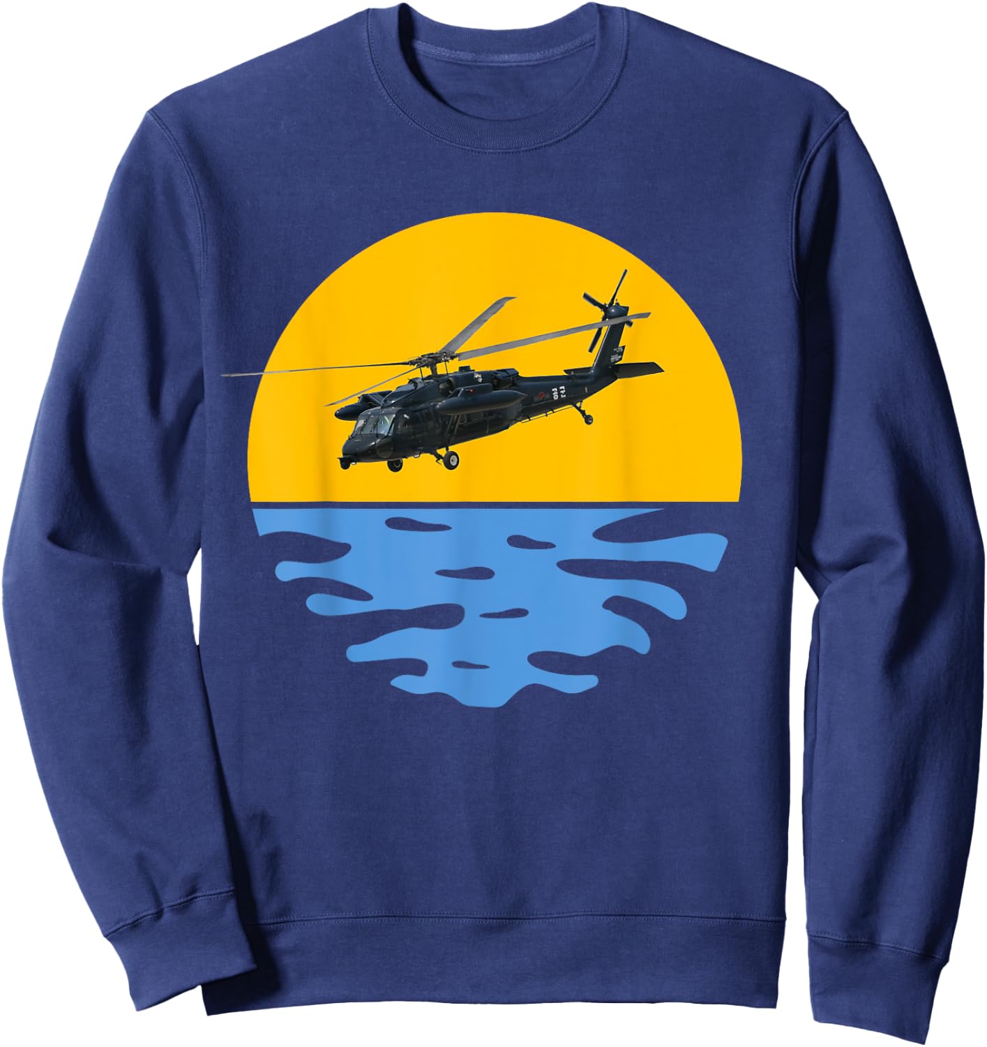 Sunset Army UH-60 Sikorsky Blackhawk Helicopter Pilot Gift Sweatshirt - Sweatshirt | Navy