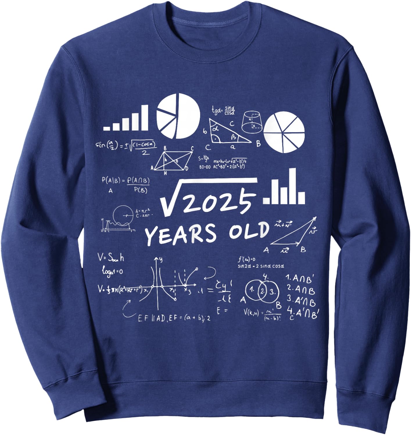 New Birthday Math Professor Engineer Student Gifts Square Root 45 Year Old Gift Funny Teacher 45th Birthday Sweatshirt - Sweatshirt | Navy