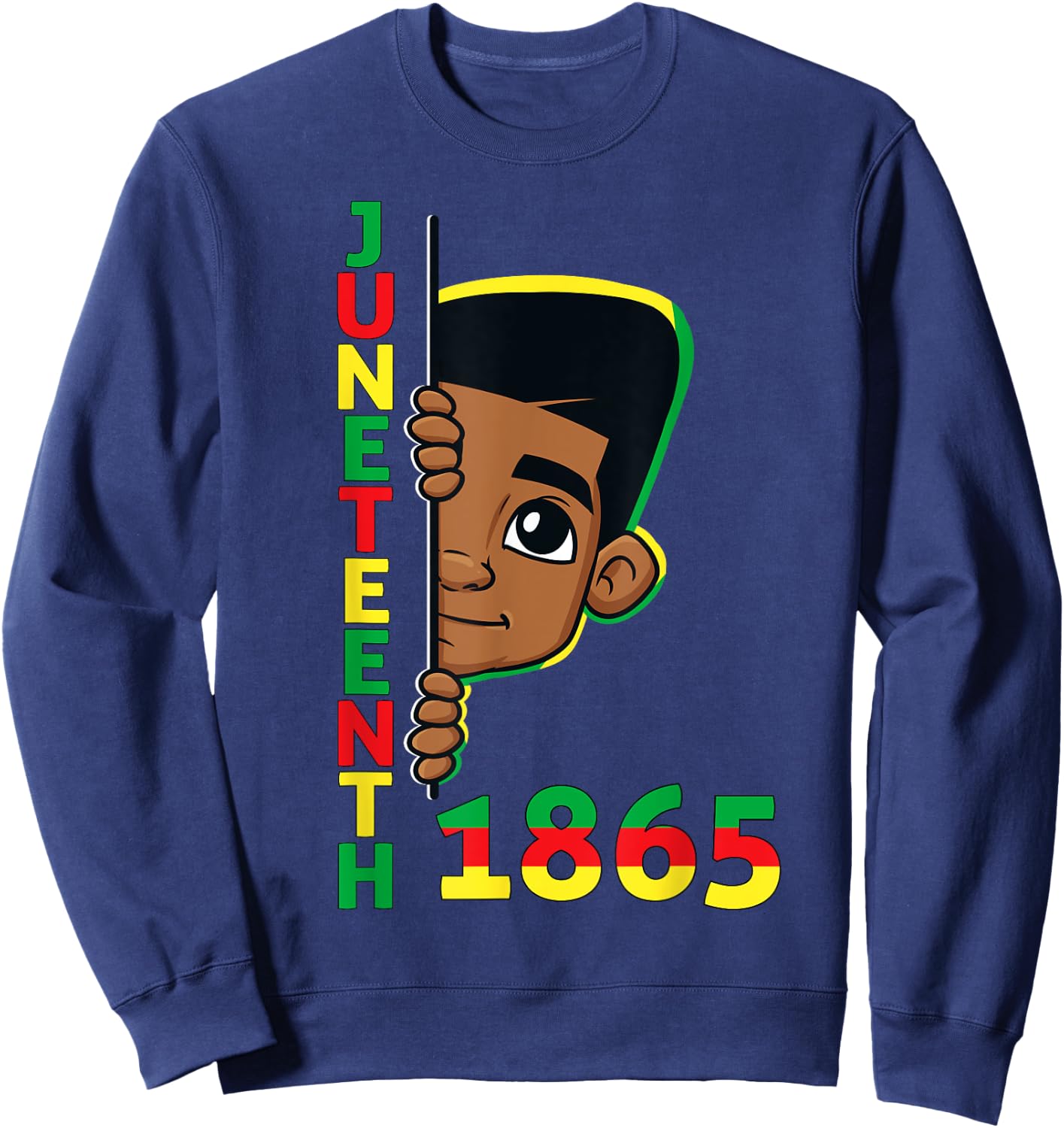 Juneteenth Celebrating 1865 Cool Brown Skin King Boys Kids Sweatshirt - Sweatshirt | Navy