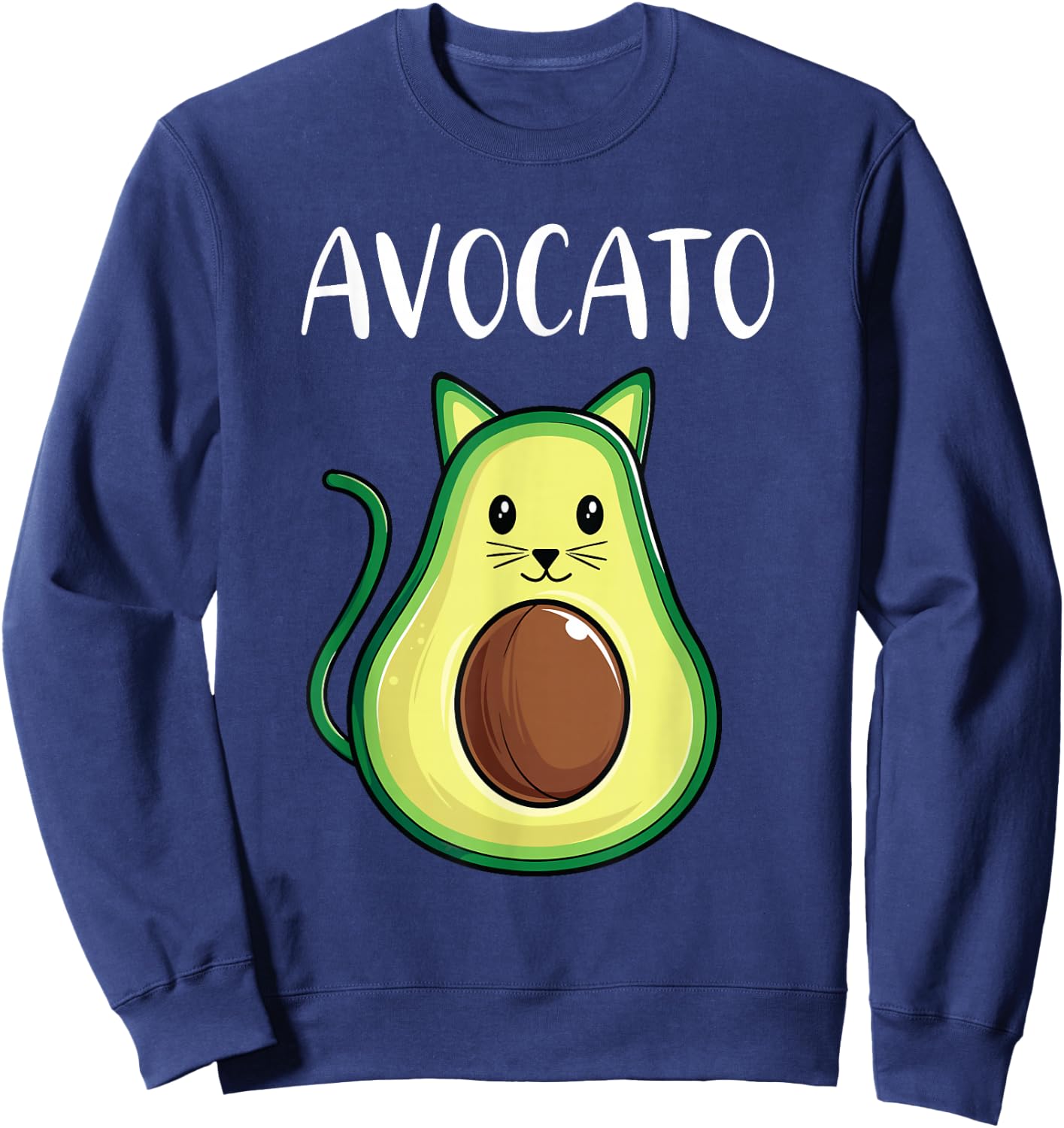 Funny Avocado Shirt Women Men Kids Avocato Cat Sweatshirt - Sweatshirt | Navy