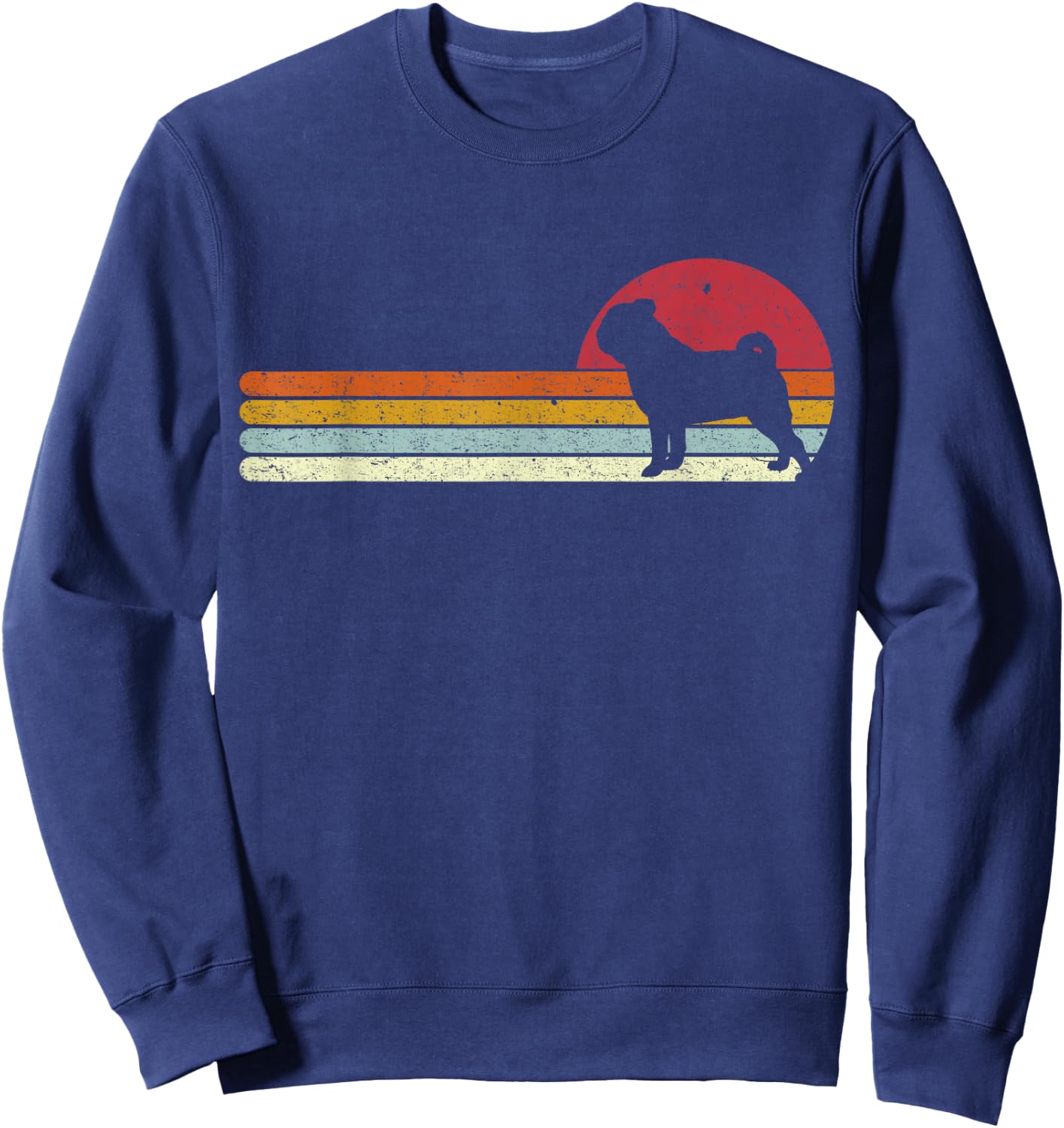 Sunset Pug Distressed Mops Carlino Carlino for Dog Owners Sweatshirt - Sweatshirt | Navy