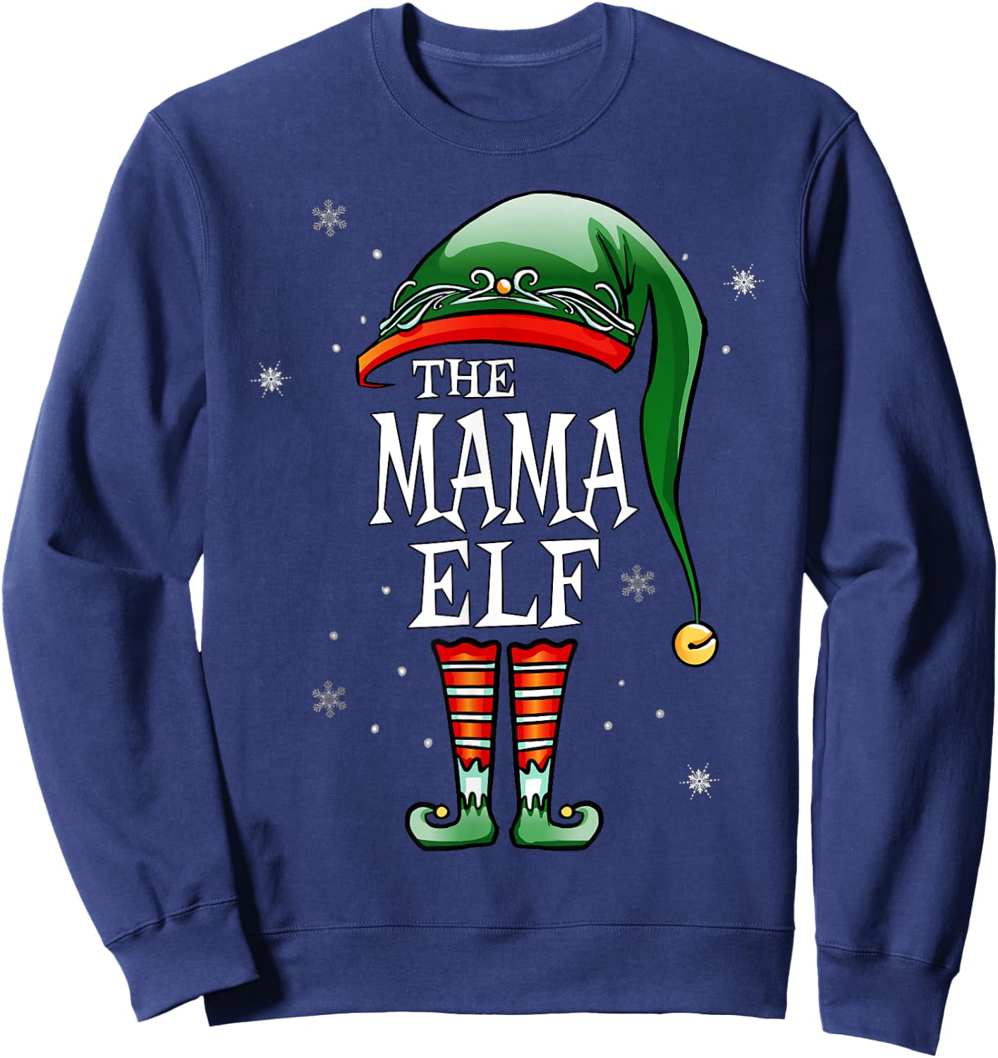 Matching Family Funny The Mama Elf Christmas Sweatshirt - Sweatshirt | Navy