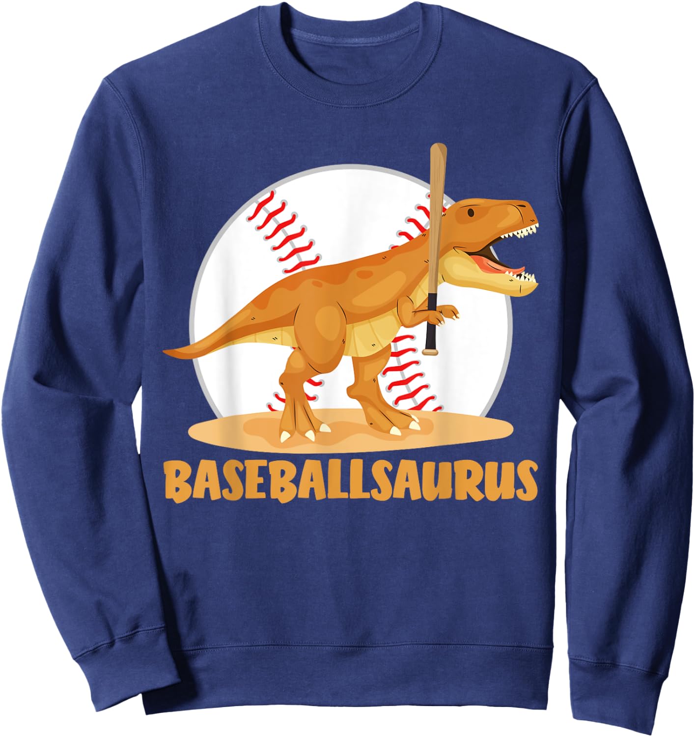Baseball playing Trex Funny Dino Sport Sweatshirt - Sweatshirt | Navy