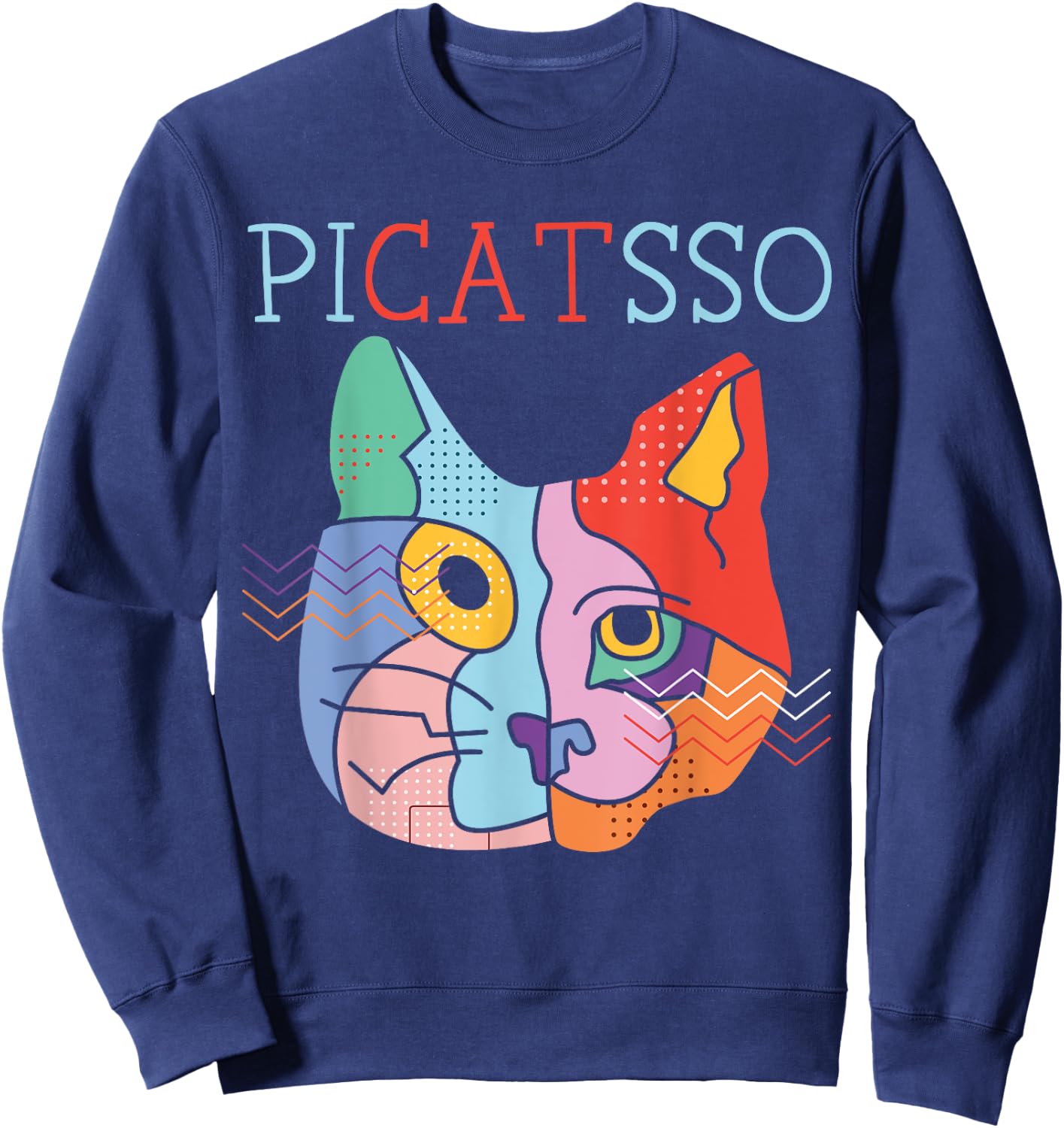 Picatsso Art Teacher Artist Painter Painting Cat Owner Women Girls Kids Sweatshirt - Sweatshirt | Navy