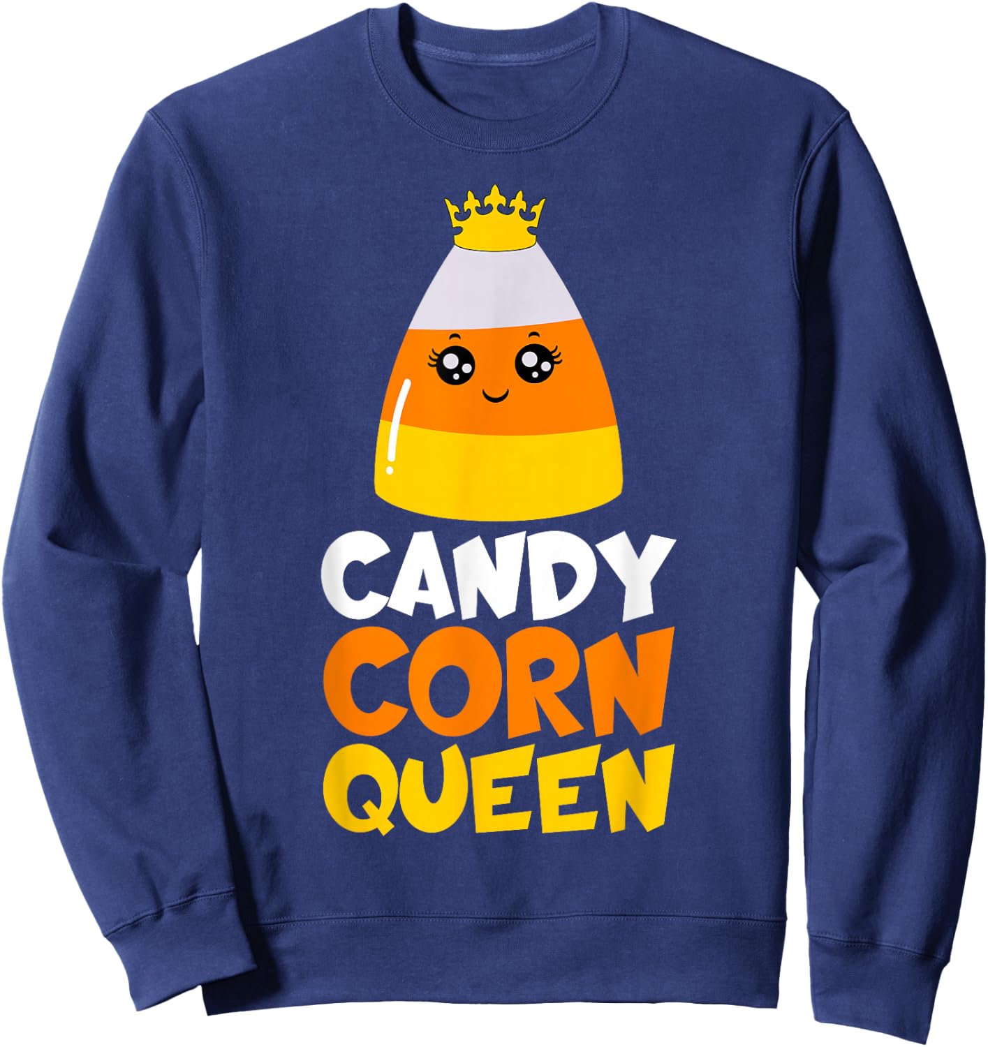 Candy Corn Queen Costume Halloween Cute Kawaii Crown Girls Sweatshirt - Sweatshirt | Navy