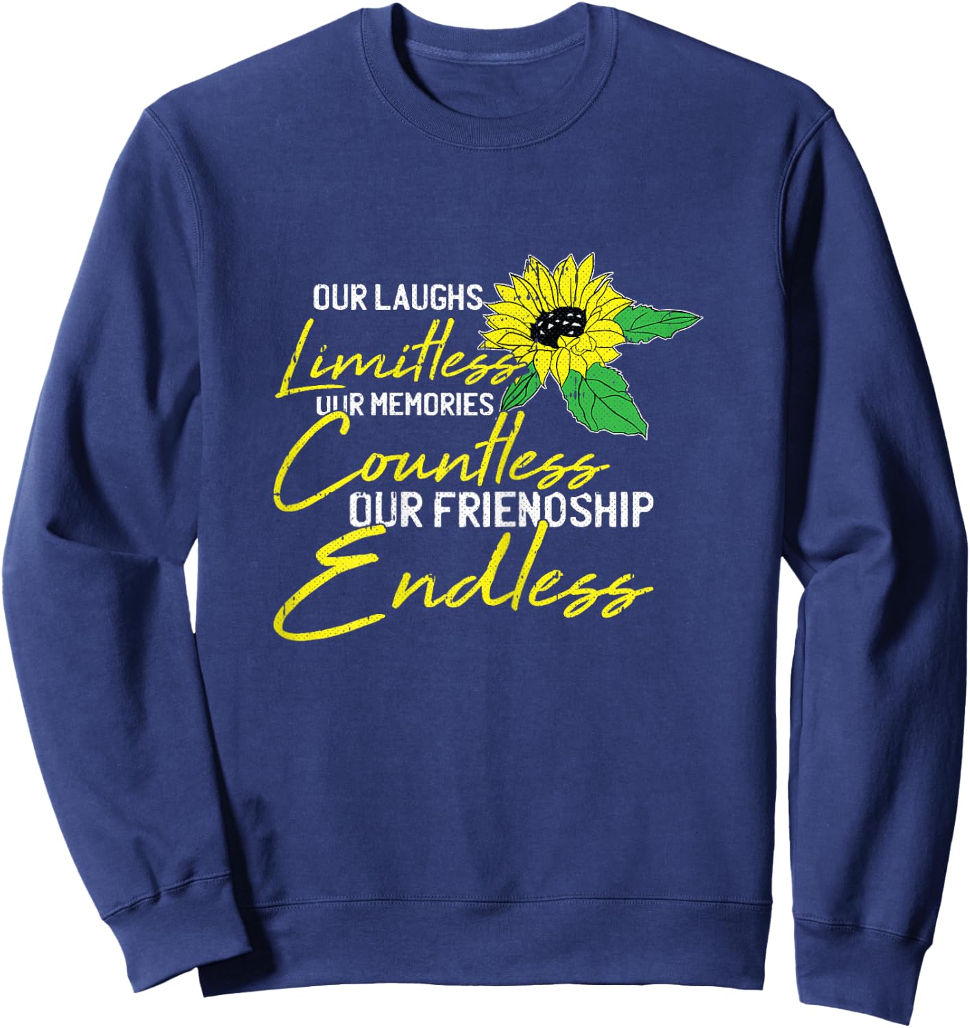Friendship Best-Friend Cute Sunflower Bestie BFF Matching Sweatshirt - Sweatshirt | Navy