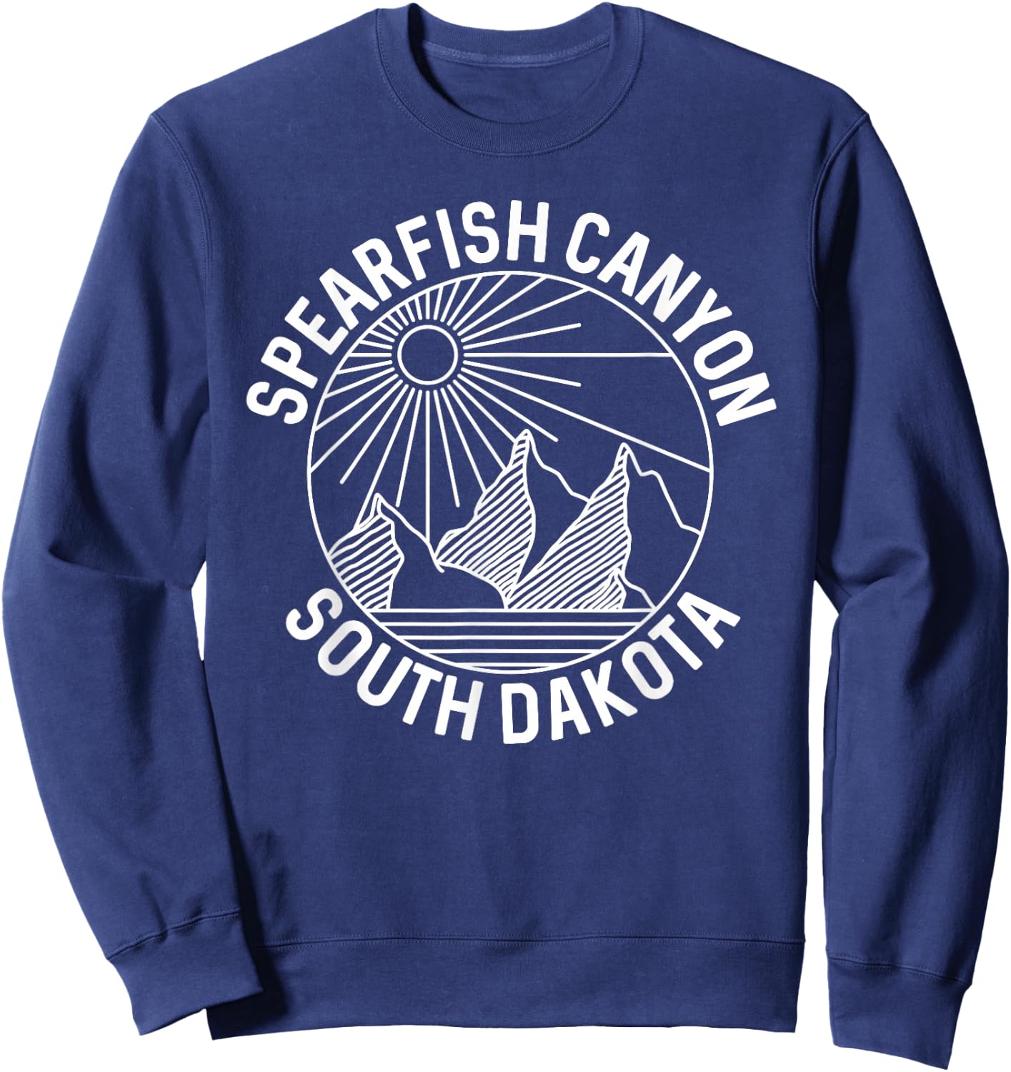 Spearfish Canyon South Dakota Mountain Line Art Sweatshirt - Sweatshirt | Navy