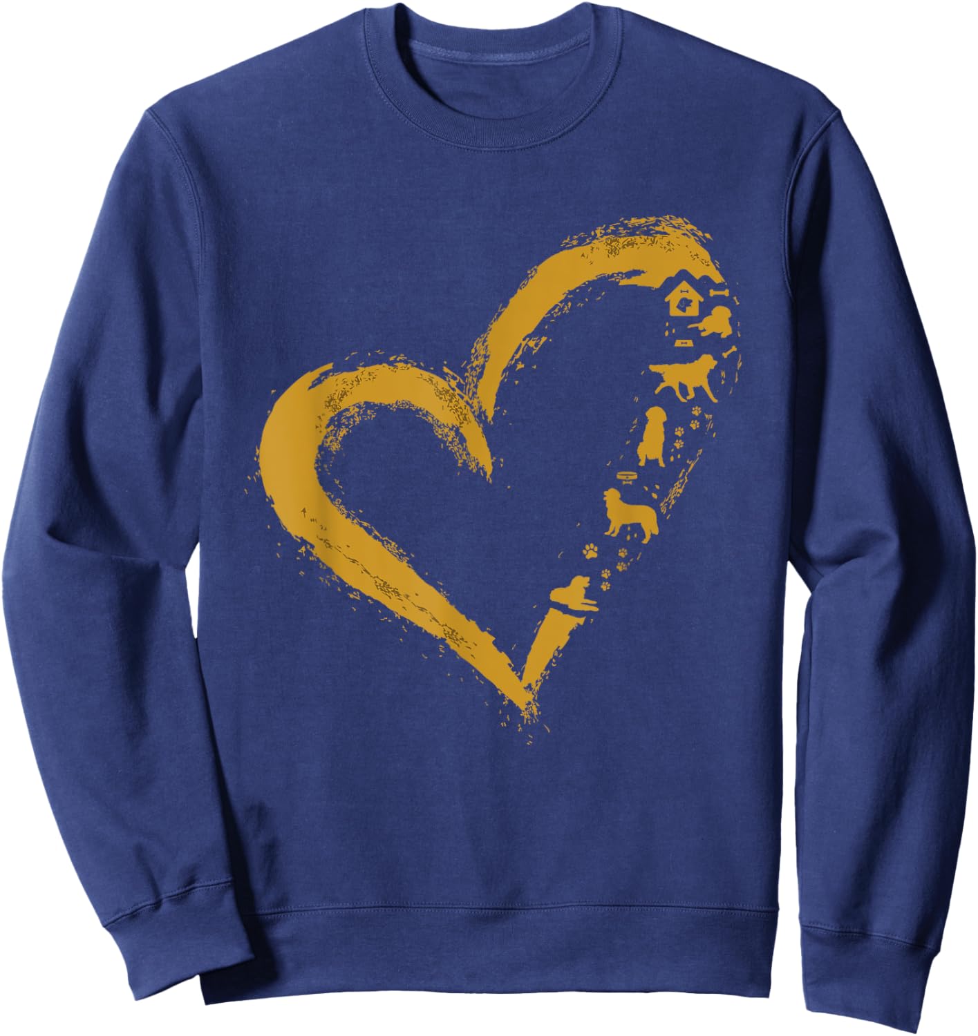 Golden Retriever Gold Dog Heart Shape Golden Dog Lover Gift Women Girls Kids Sweatshirt - Sweatshirt | Navy