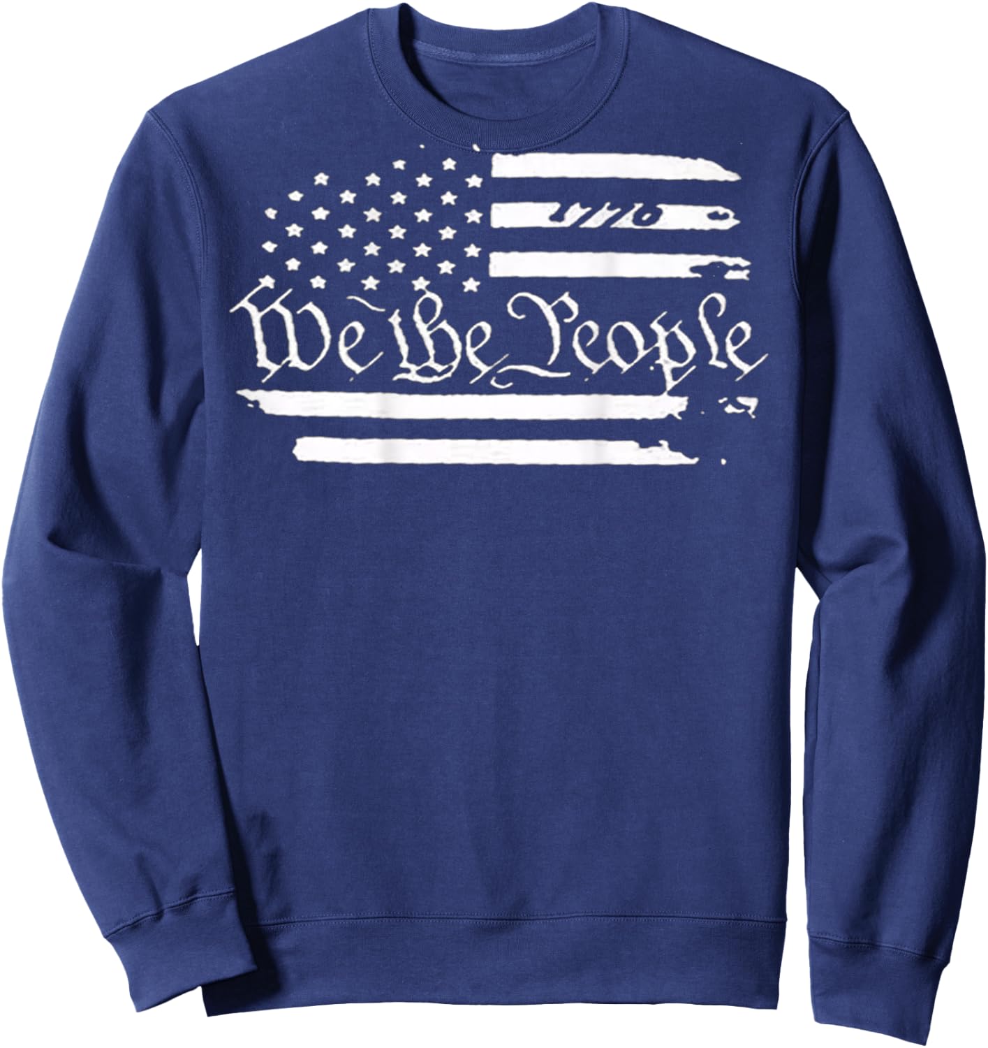 American Flag Patriotic 1776 We The People USA Print On Back Sweatshirt - Sweatshirt | Navy