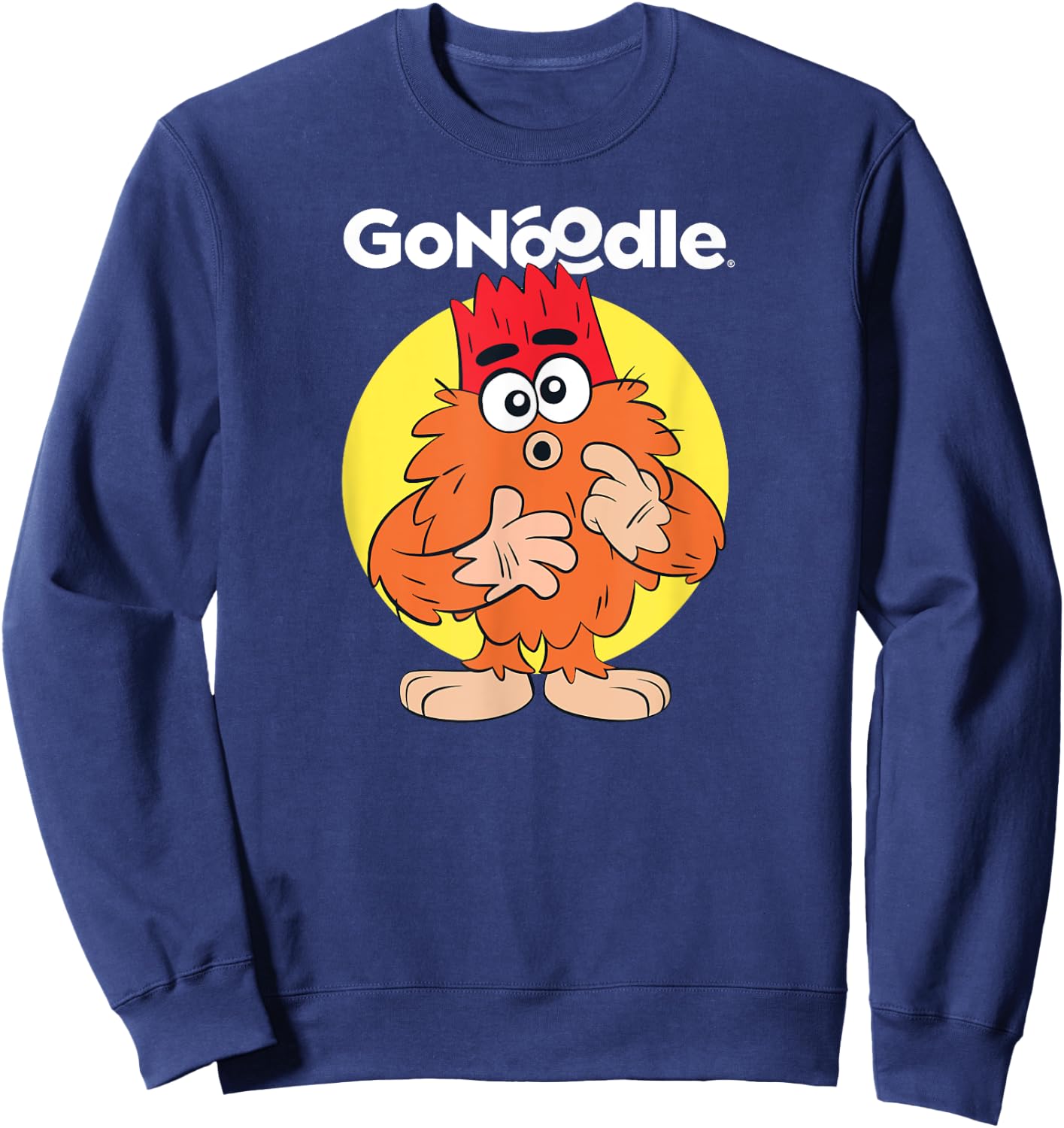 GoNoodle Squatchy Champ - -Adults, Black, Small, Short Sleeve, Classic Fit Sweatshirt - Sweatshirt | Navy