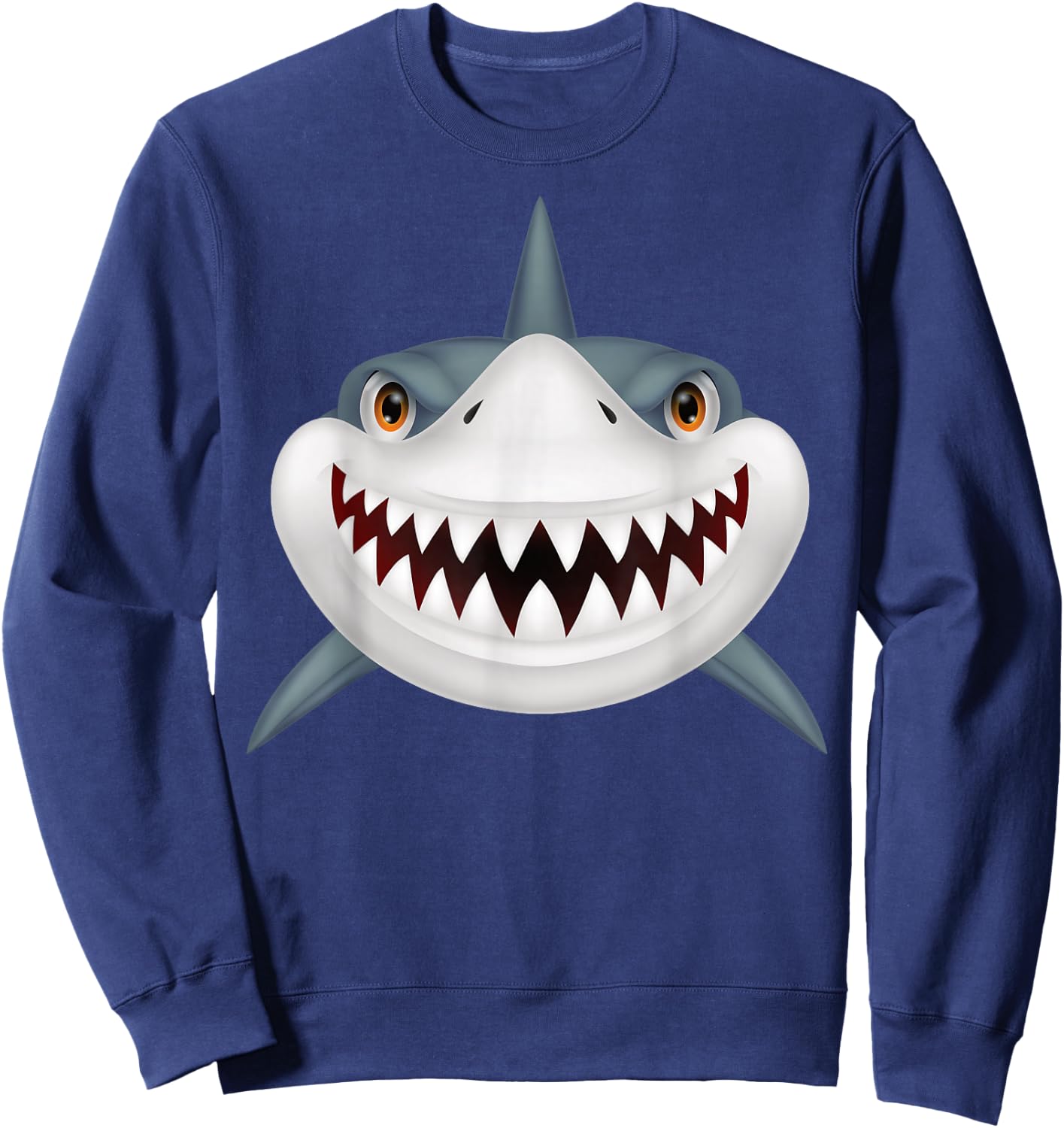 Shark Front Face with Devil Smile For Halloween Costume Sweatshirt - Sweatshirt | Navy