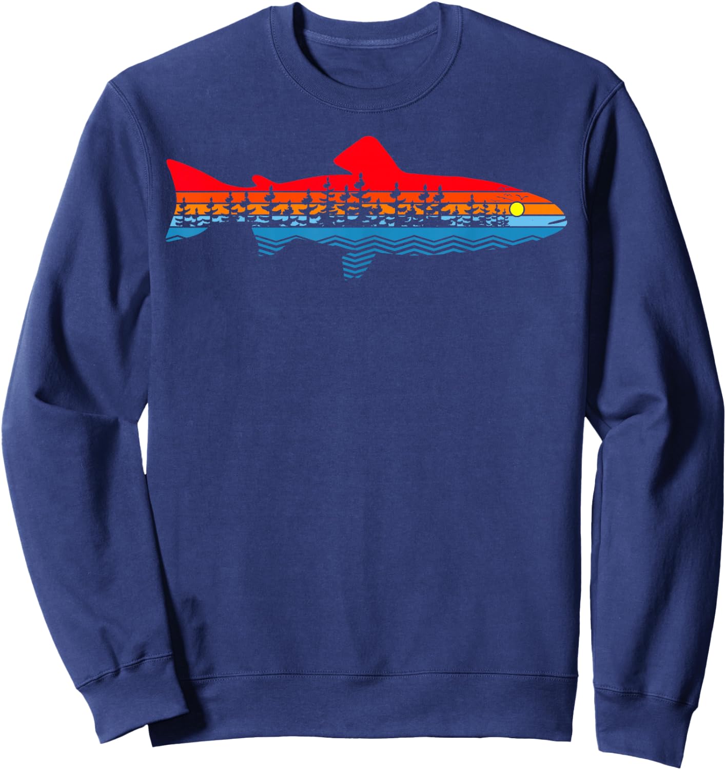 Vintage Nature Outdoor Fishing - Fisher Trout Fish Sweatshirt - Sweatshirt | Navy