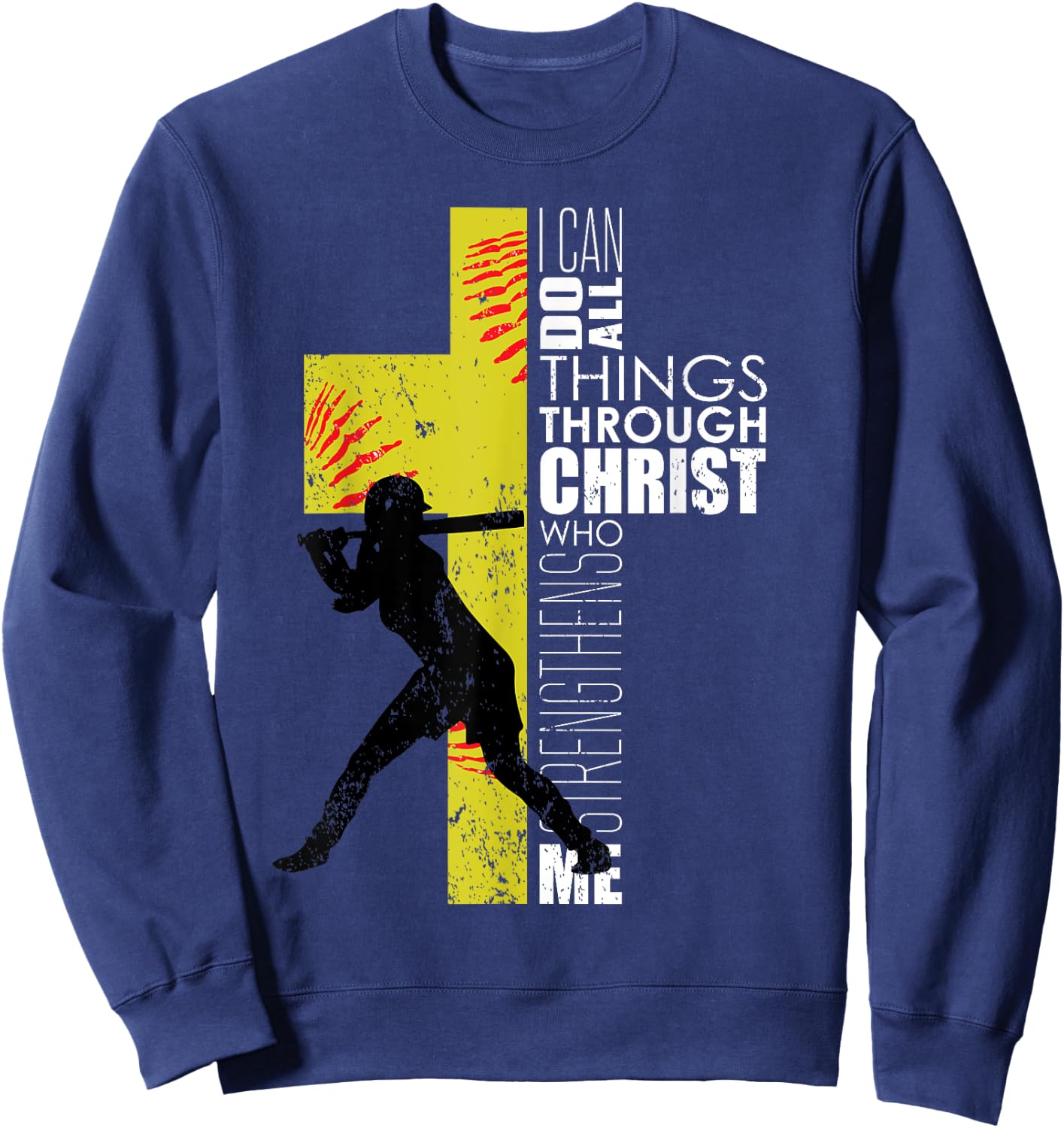Softball Gifts Players Teen Girls Women Christian Religious Sweatshirt - Sweatshirt | Navy