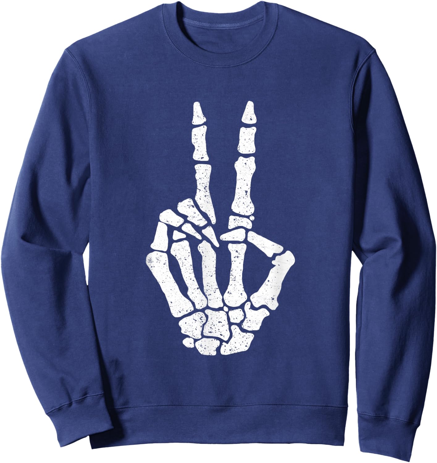 Halloween Skeleton Hand Peace Sign Funny Costume Sweatshirt - Sweatshirt | Navy