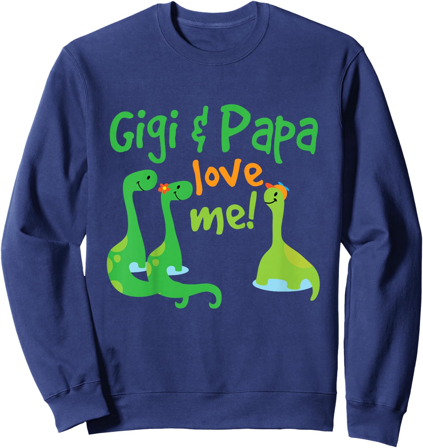 Kids Gigi and Papa Love Me Grandson Dinosaur Sweatshirt - Sweatshirt | Navy