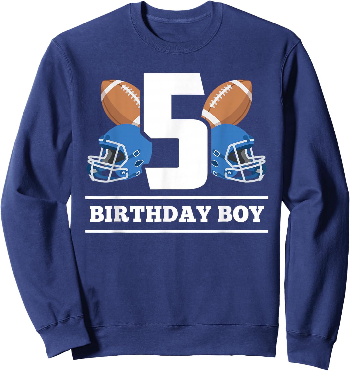 5th Birthday Boy Football Ball 5 Years Old Kids Gift Ideas Sweatshirt - Sweatshirt | Navy