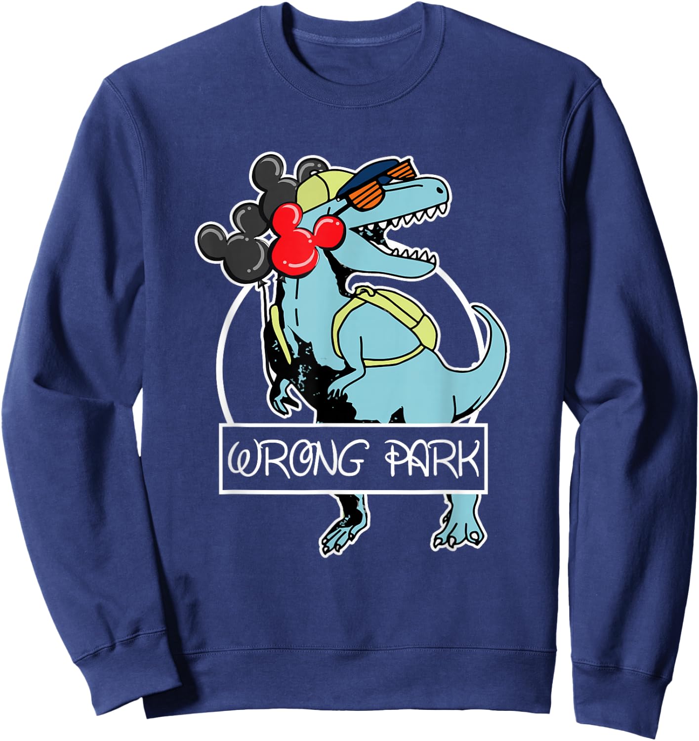 Wrong Park Dinosaur Funny Glasses Sweatshirt - Sweatshirt | Navy
