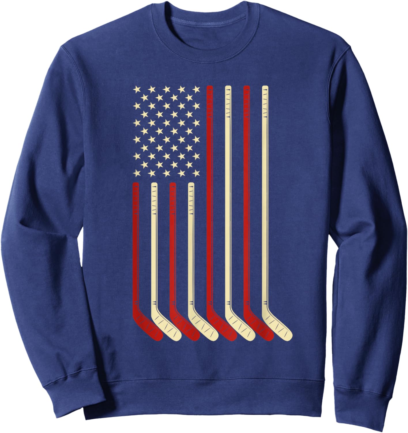 Hockey Goalie Gift USA Flag Hockey Stick Ice Hockey Sweatshirt - Sweatshirt | Navy