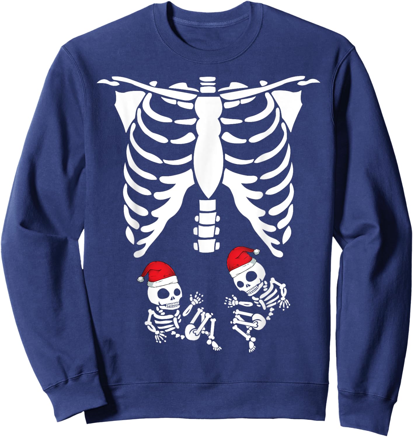 Skeleton Pregnancy Gift Twins Baby Pregnant Christmas X-Ray Sweatshirt - Sweatshirt | Navy