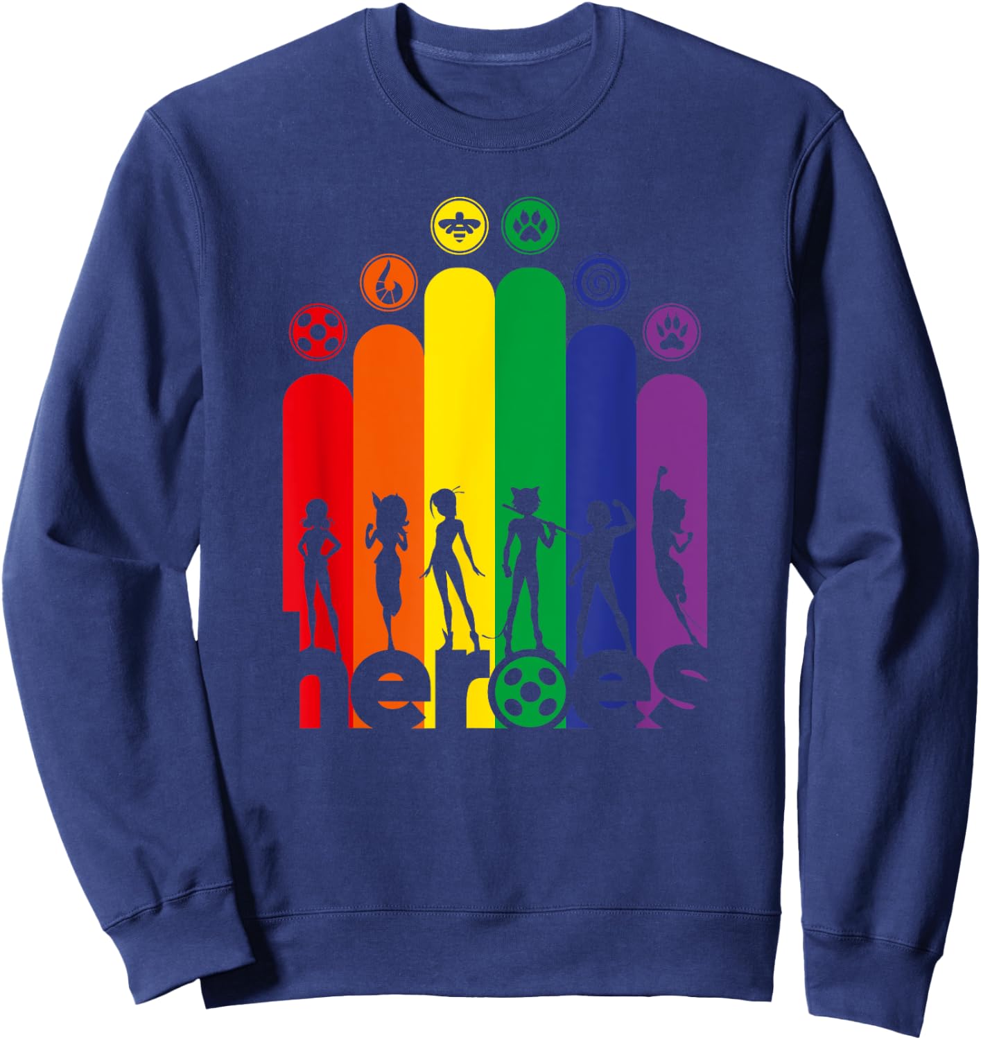 Miraculous Ladybug Rainbow Collection All Heroez Sweatshirt - Sweatshirt | Navy