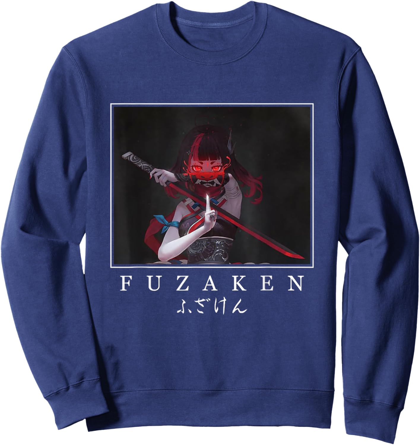 Anime Girl Japanese Aesthetic anime Otaku Sweatshirt - Sweatshirt | Navy
