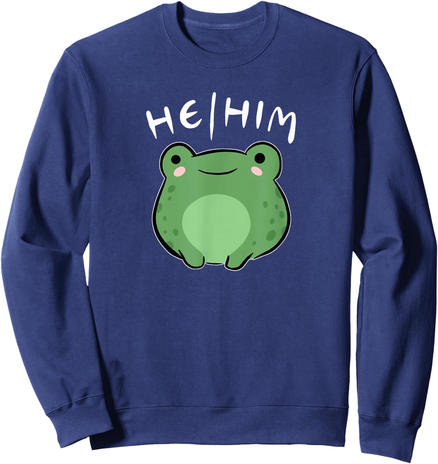 He Him Pronouns Frog Cute LGBT Queer Aesthetic Sweatshirt - Sweatshirt | Navy