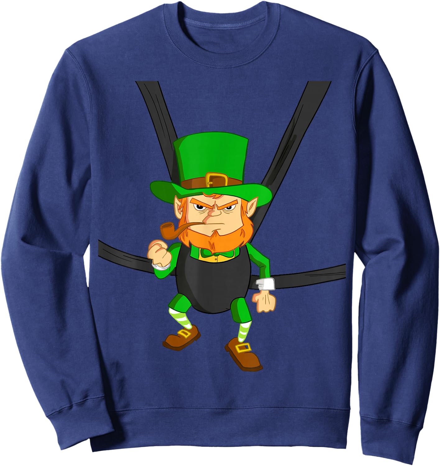 Leprechaun in Baby Carrier Shirt Funny St Paddy's Day Sweatshirt - Sweatshirt | Navy
