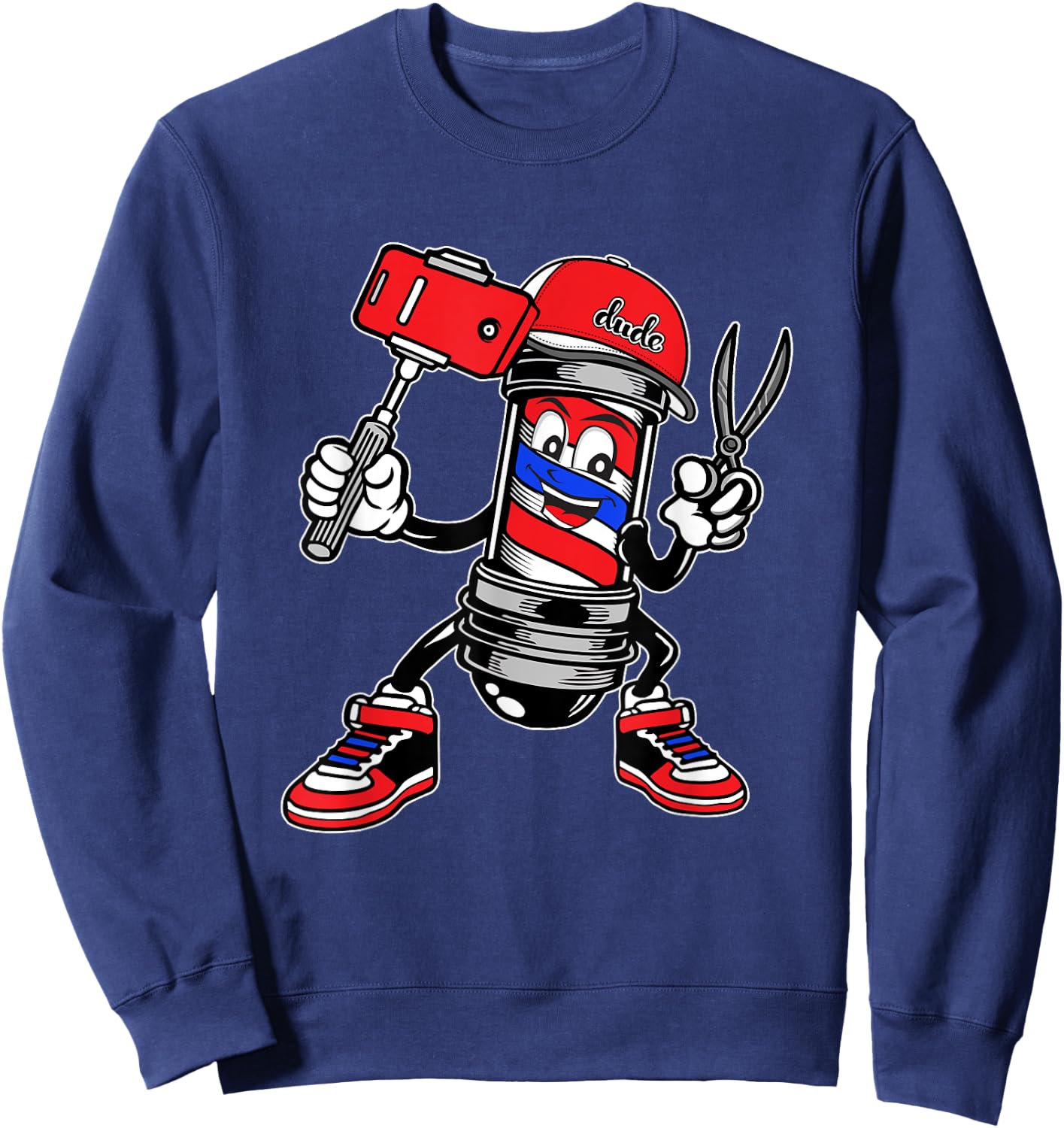 Barbershop Cool Barber Pole Hairdresser Funny Hip Hop Barber Sweatshirt - Sweatshirt | Navy