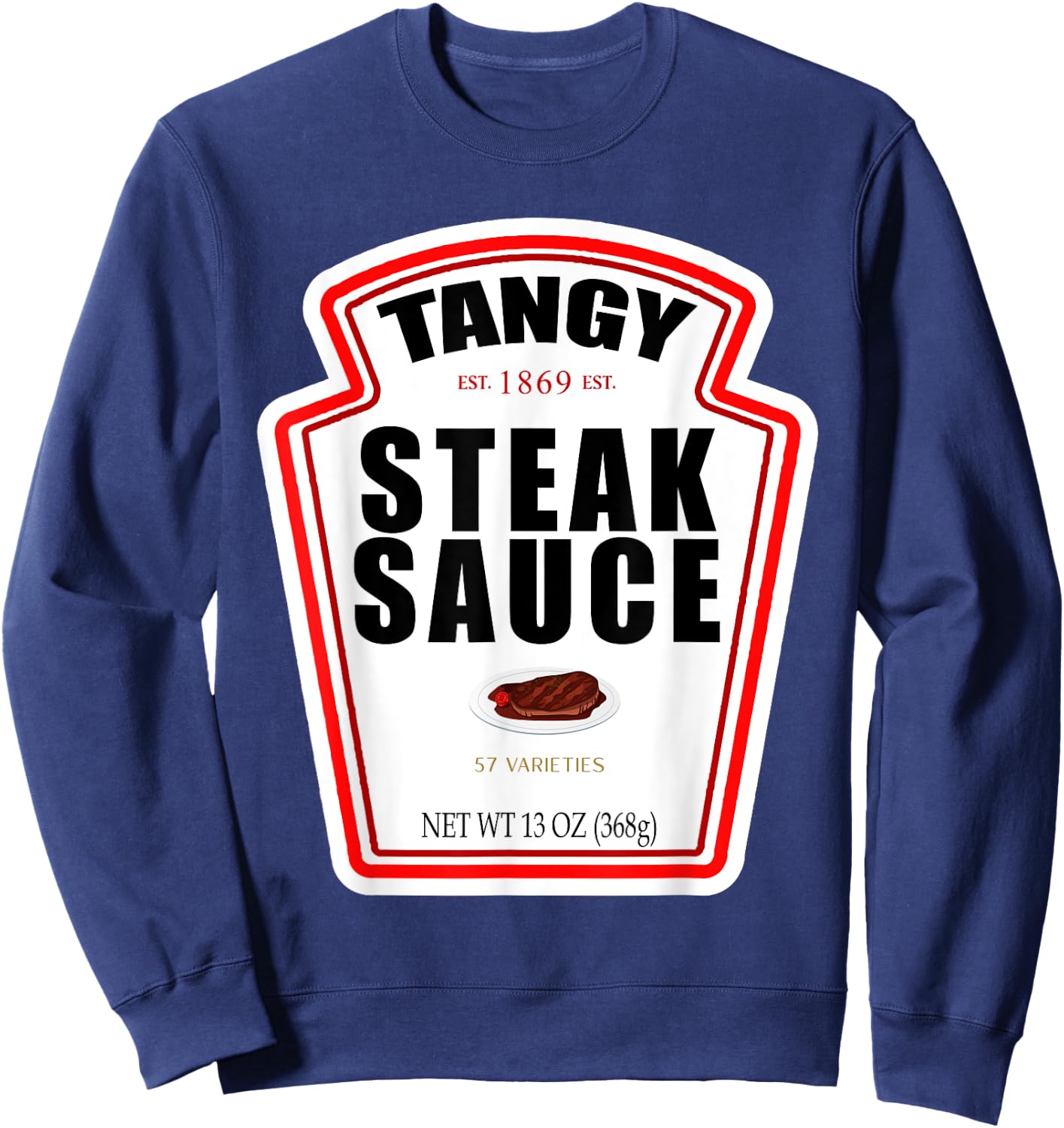 Steak Sauce Bottle Label Funny Halloween Costume Outfit Sweatshirt - Sweatshirt | Navy