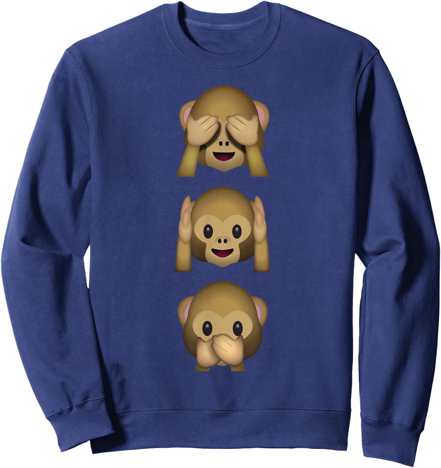 See No Evil Hear No Evil Speak No Evil 3 Wise Monkeys Sweatshirt - Sweatshirt | Navy