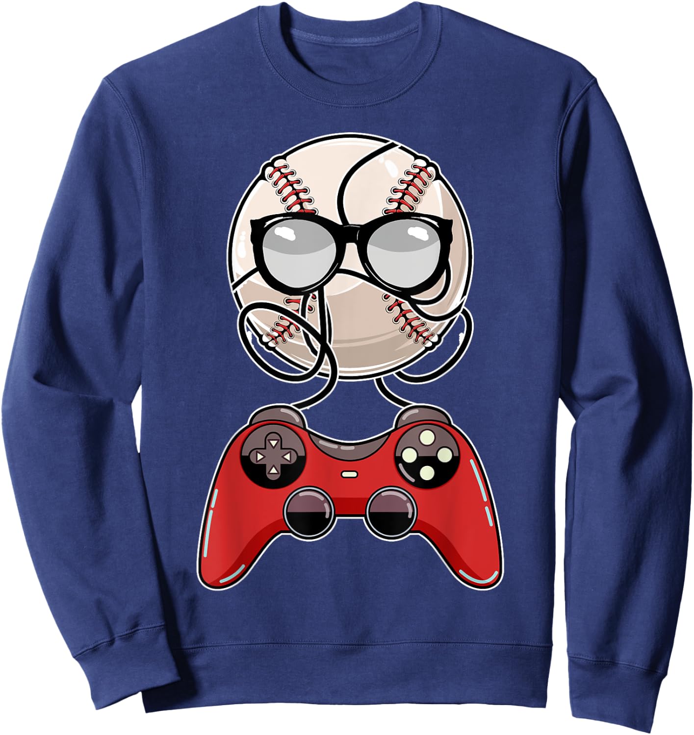 Video-game Controller Baseball Gaming Sports Player Gamer Sweatshirt - Sweatshirt | Navy