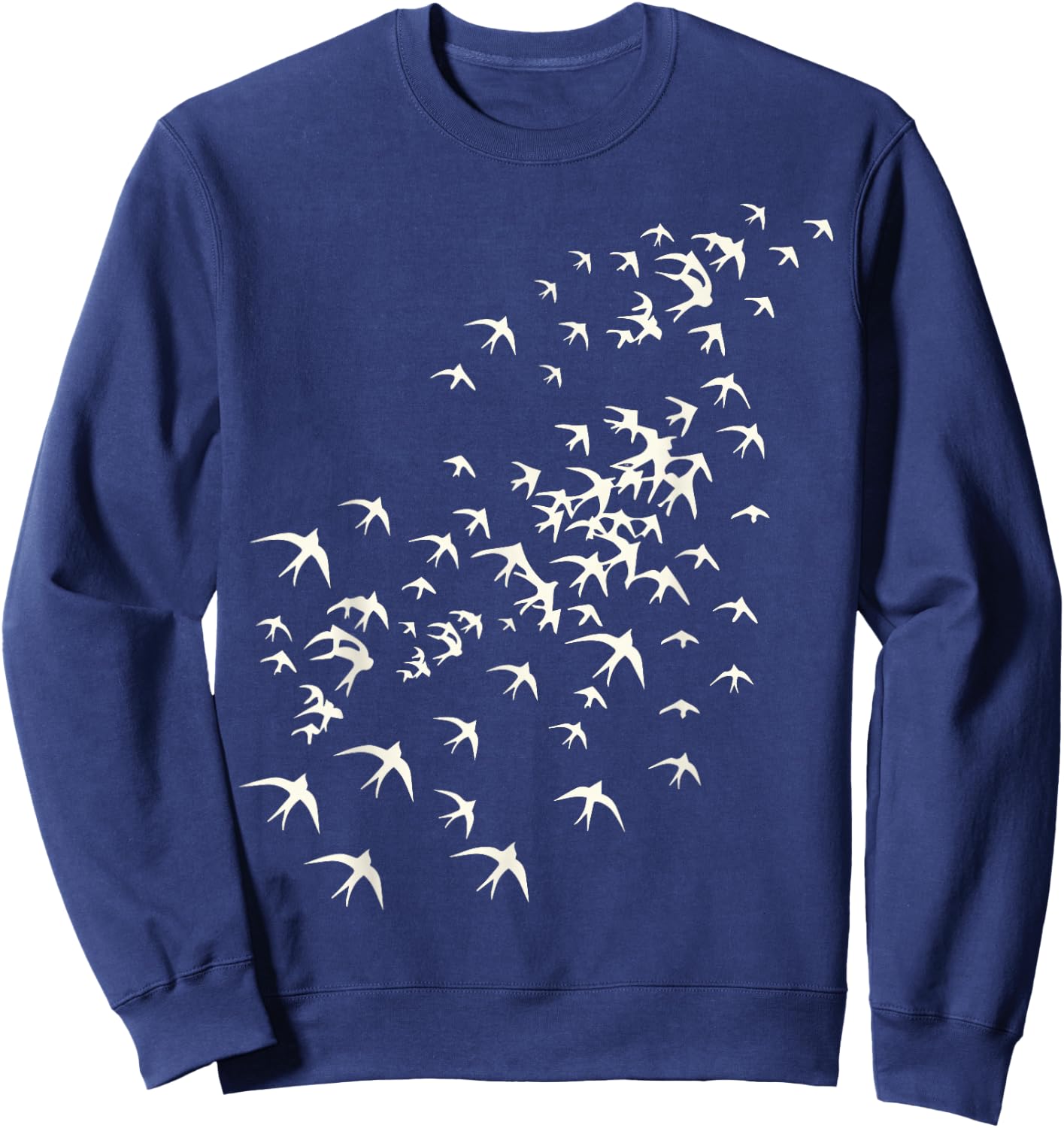 Flock of Birds Flying - Nature and Bird Lovers Graphic Print Sweatshirt - Sweatshirt | Navy