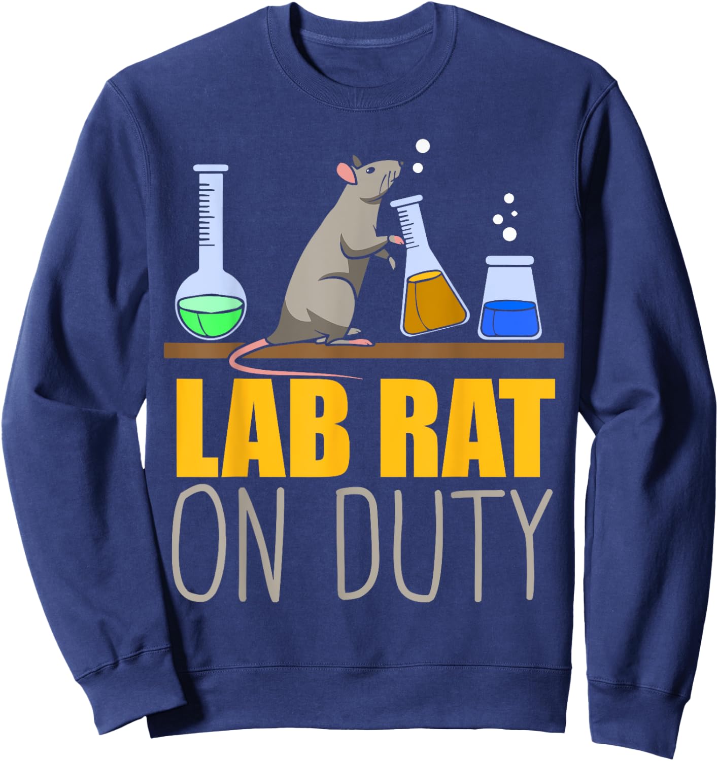 Lab Rat on Duty - Chemistry Mouse Lab Rat Sweatshirt - Sweatshirt | Navy